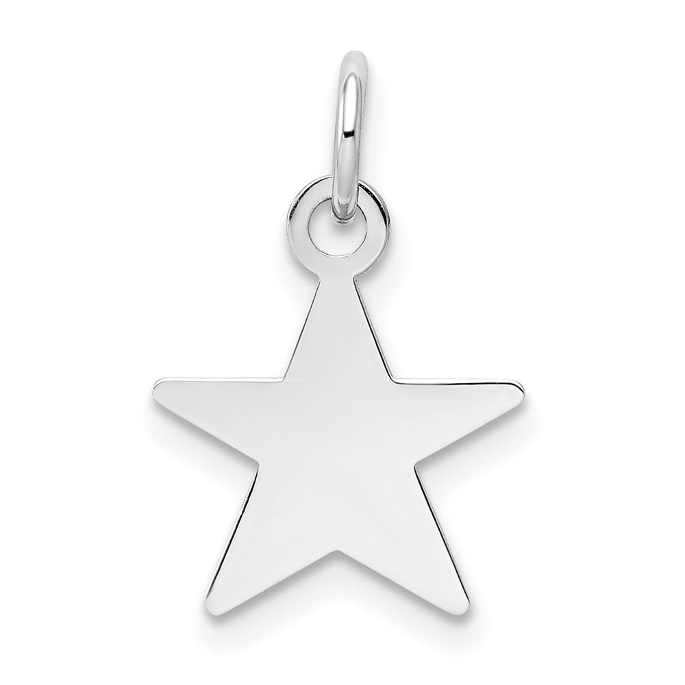 14k White Gold Plain .018 Gauge Engravable Star Charm