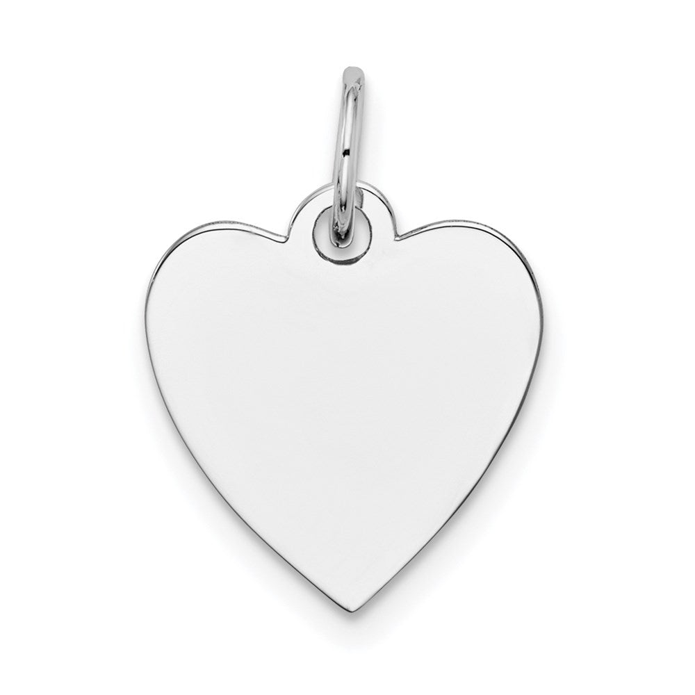 14k White Gold Plain .027 Gauge Engravable Heart Charm