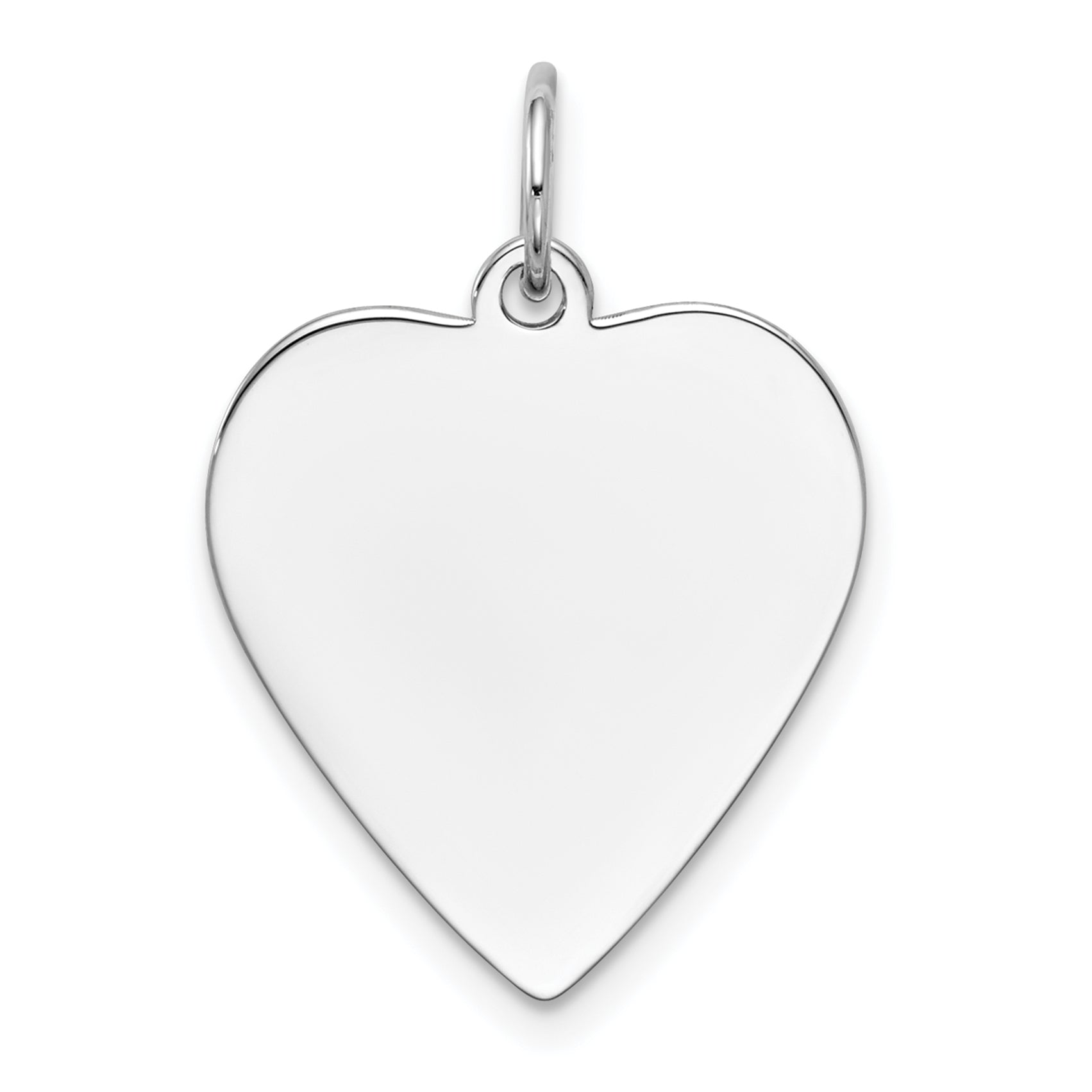 14k White Gold Plain .027 Gauge Engravable Heart Charm
