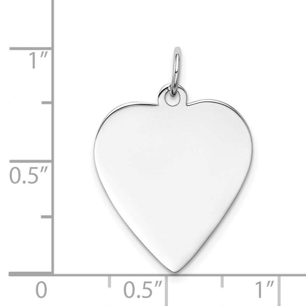 14k White Gold Plain .027 Gauge Engravable Heart Charm
