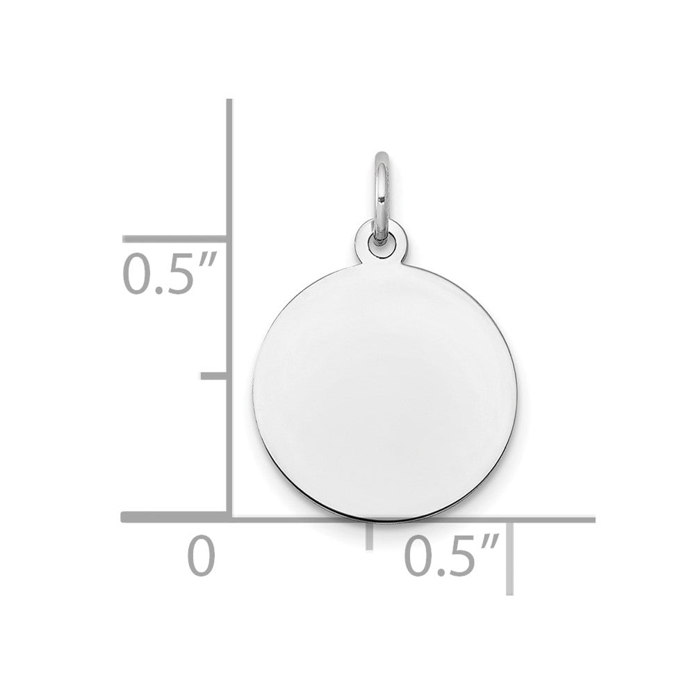 14k White Gold Plain .011 Gauge Round Engravable Disc Charm