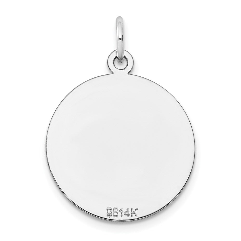 14k White Gold Plain .035 Gauge Round Engravable Disc Charm