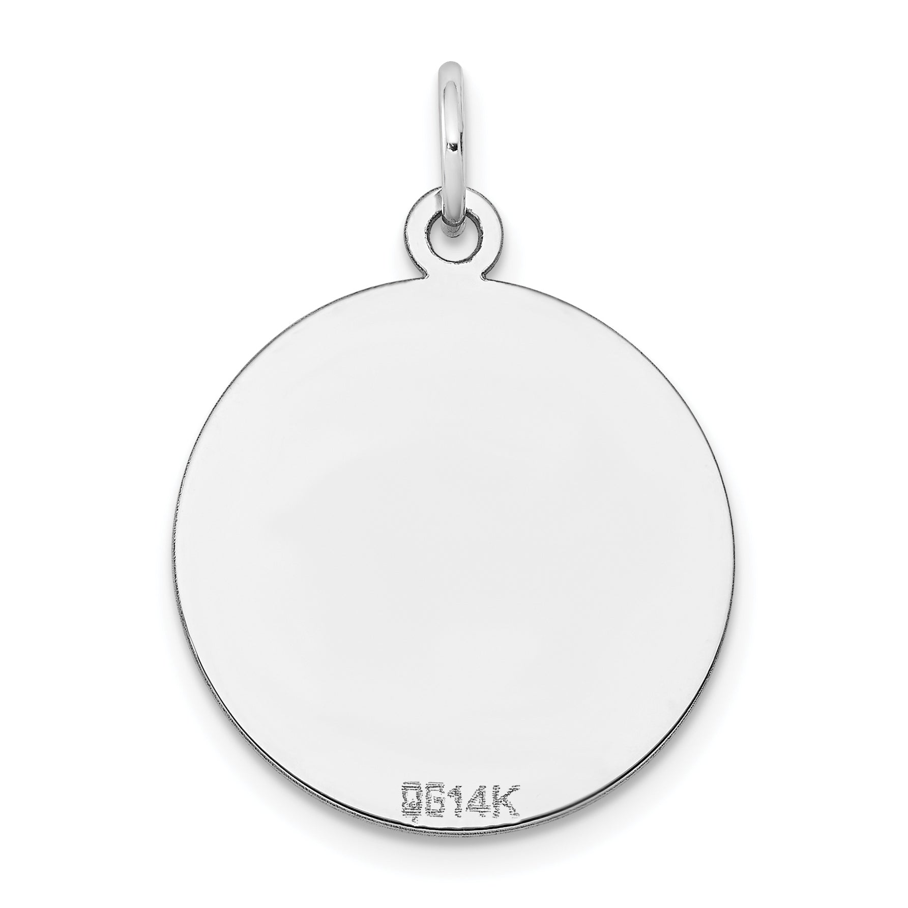 14k White Gold Plain .013 Gauge Round Engravable Disc Charm