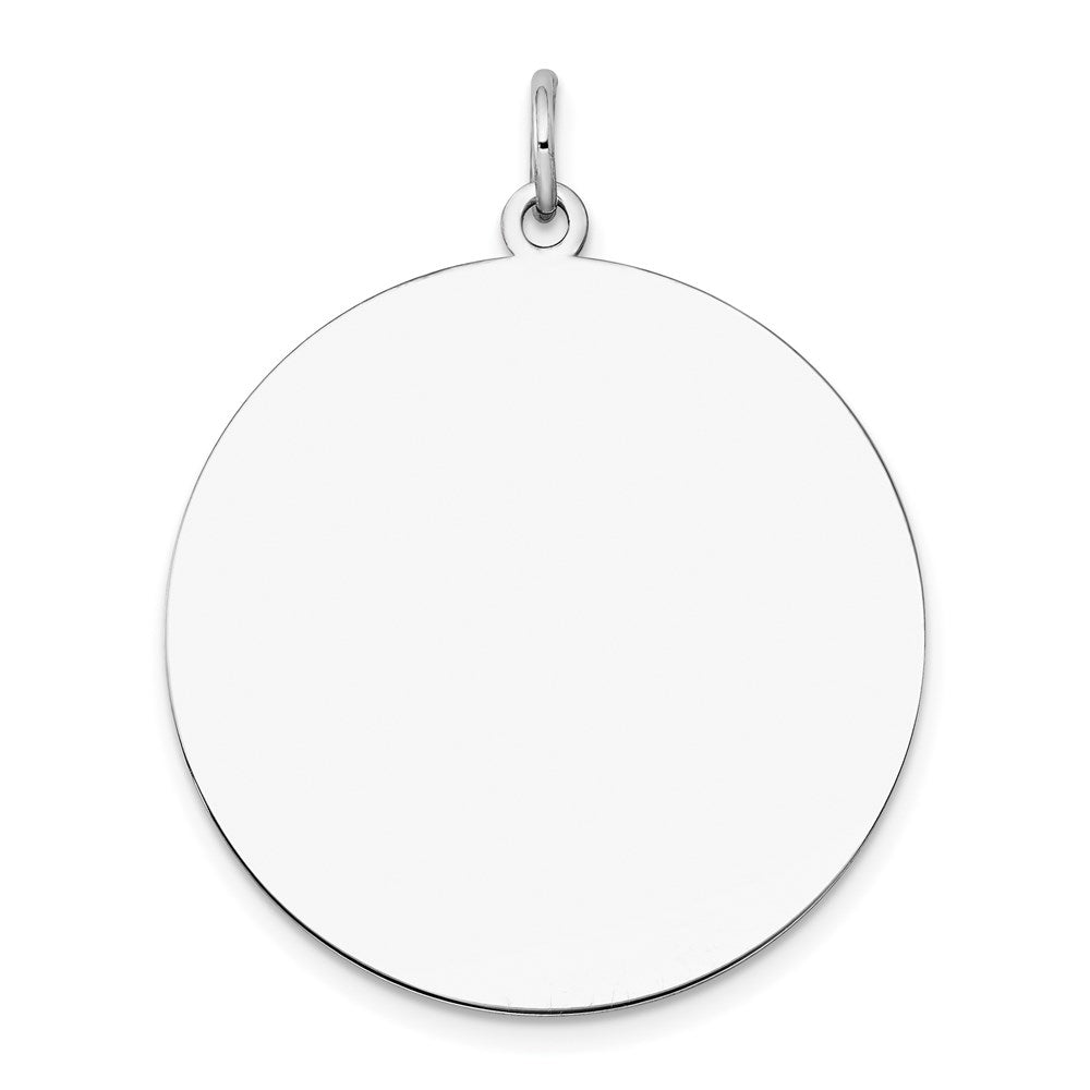 14k White Gold Plain .035 Gauge Round Engravable Disc Charm