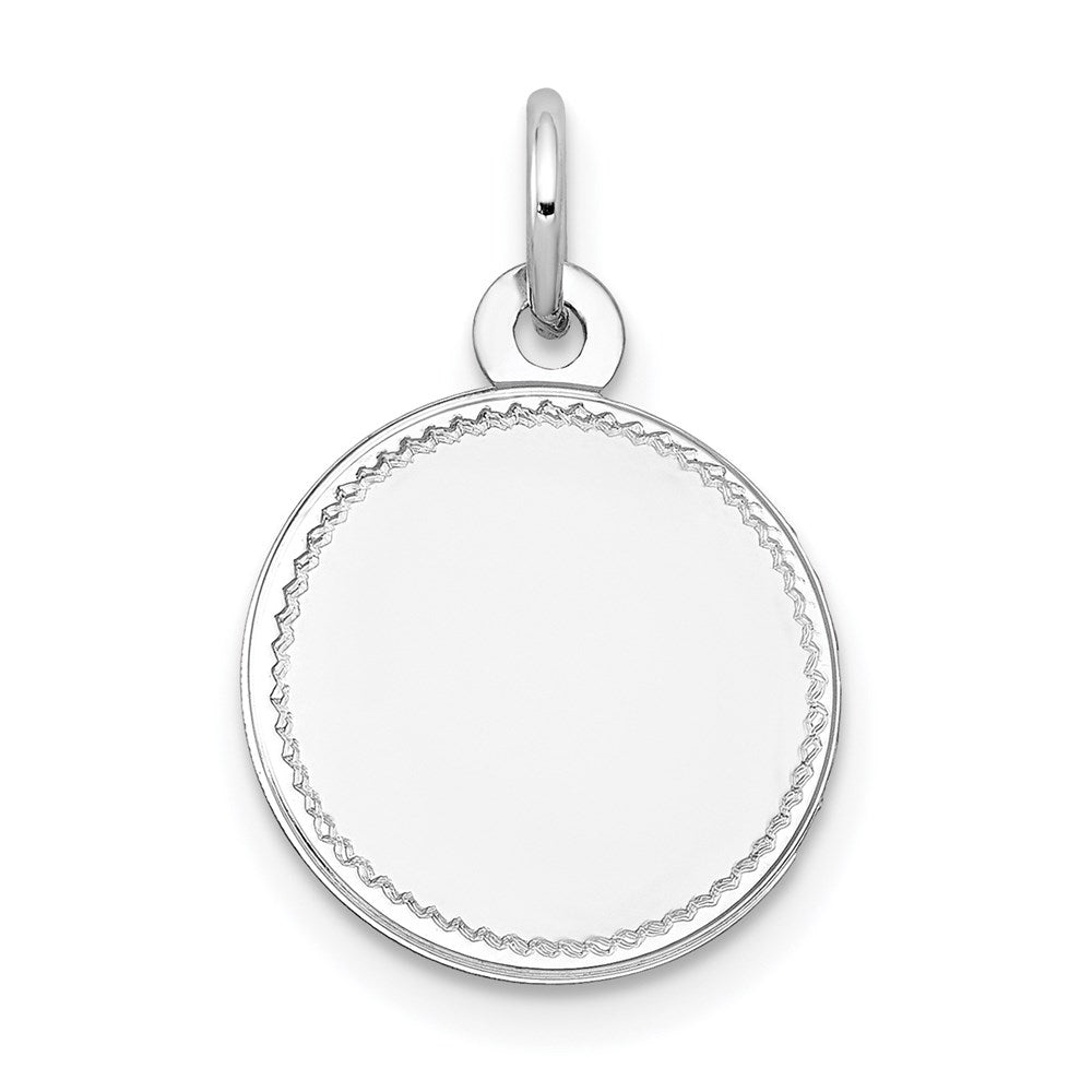 14k White Gold Plain .013 Gauge Round Engravable Disc Charm
