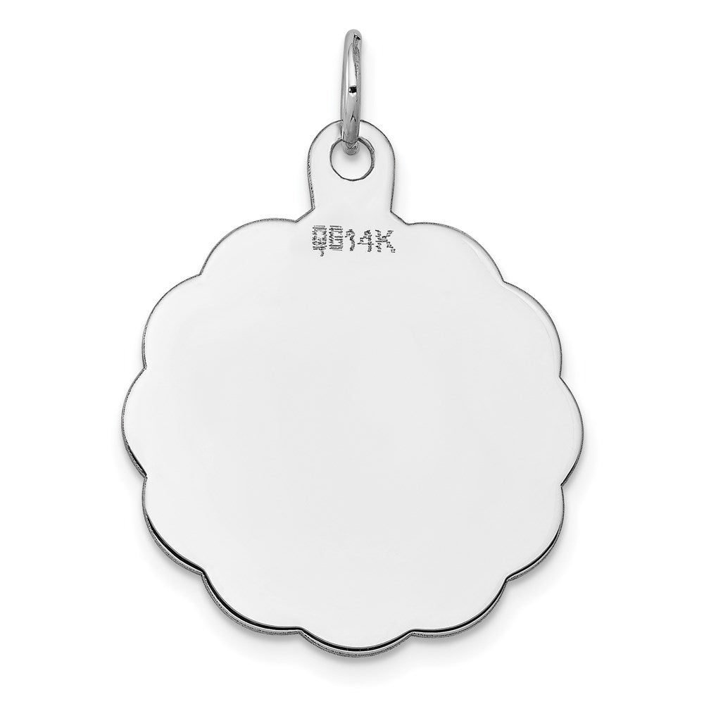 14k White Gold .027 Gauge Engraveable Scalloped Disc Charm