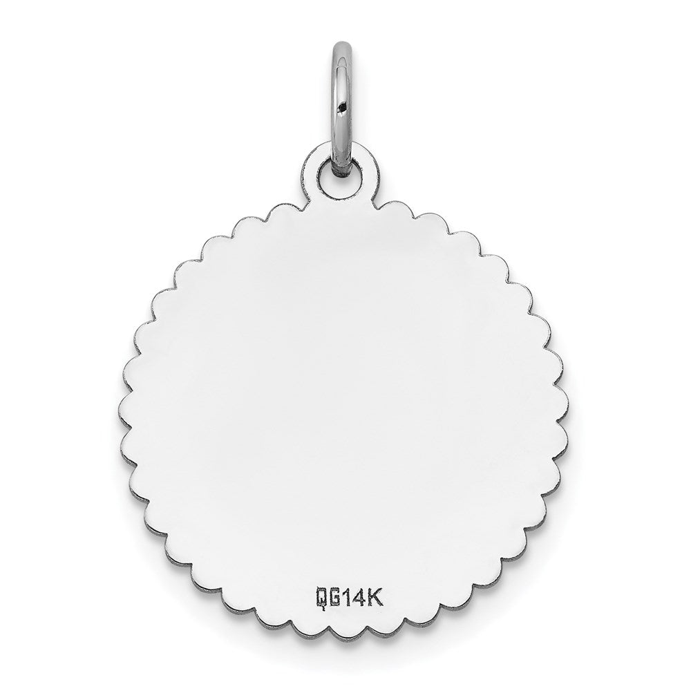 14k White Gold .027 Gauge Engraveable Scalloped Disc Charm
