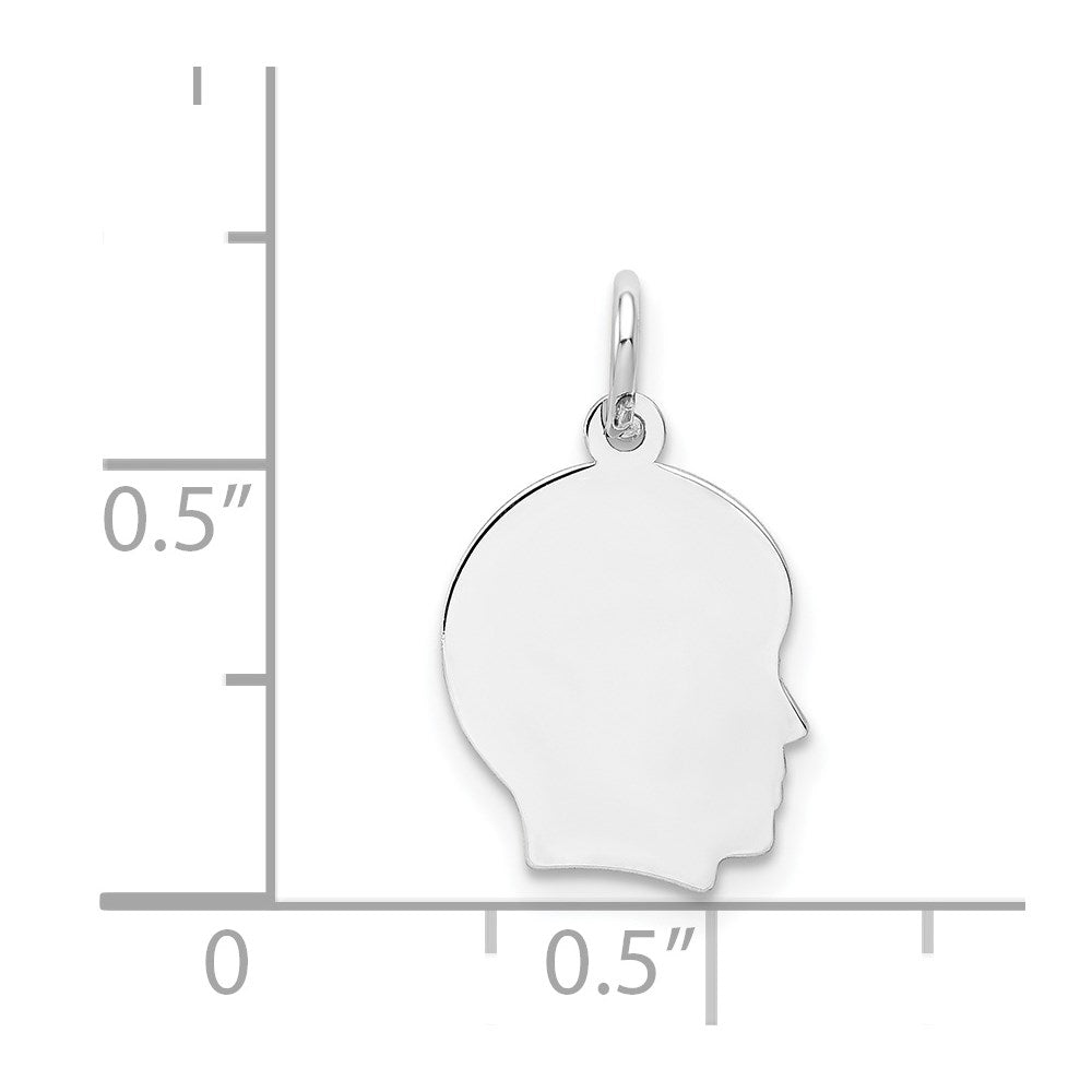 14k White Plain Small.011 Depth Facing Right Engravable Boy Charm