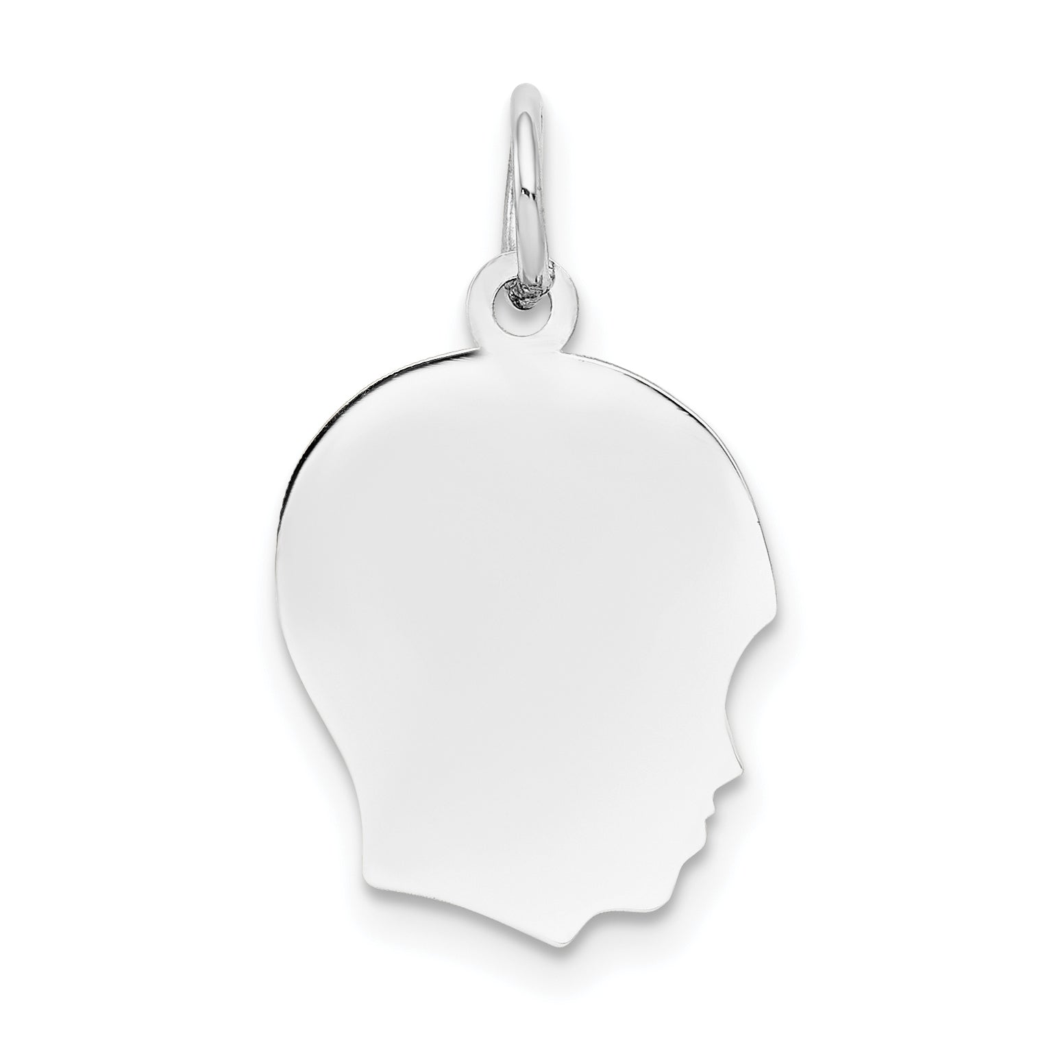 14k White Plain Medium.013 Depth Facing Right Engravable Boy Charm