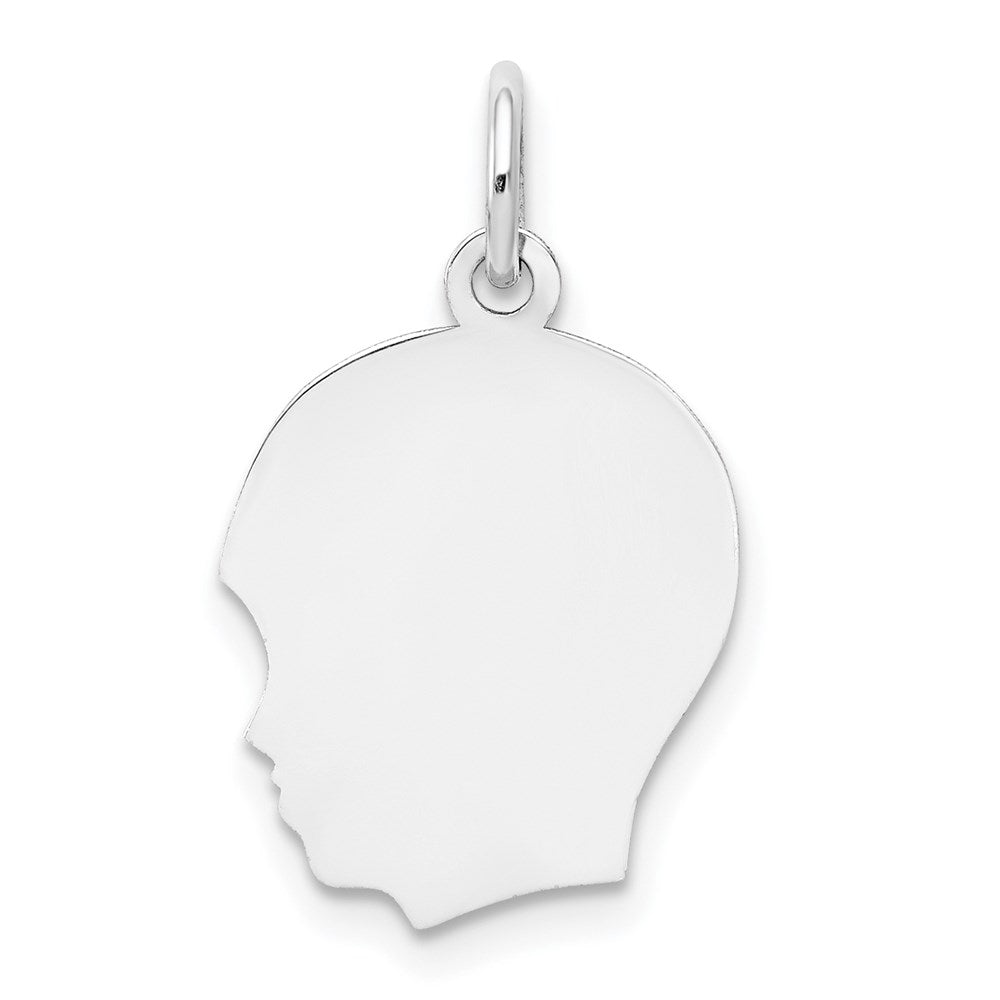 14k White Plain Medium.035 Depth Facing Left Engravable Boy Charm