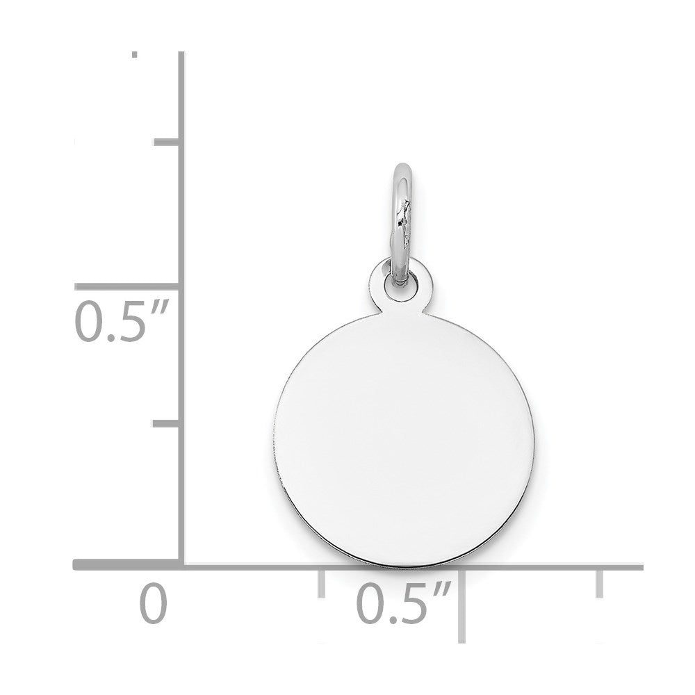 14K White Gold Round Disc Charm