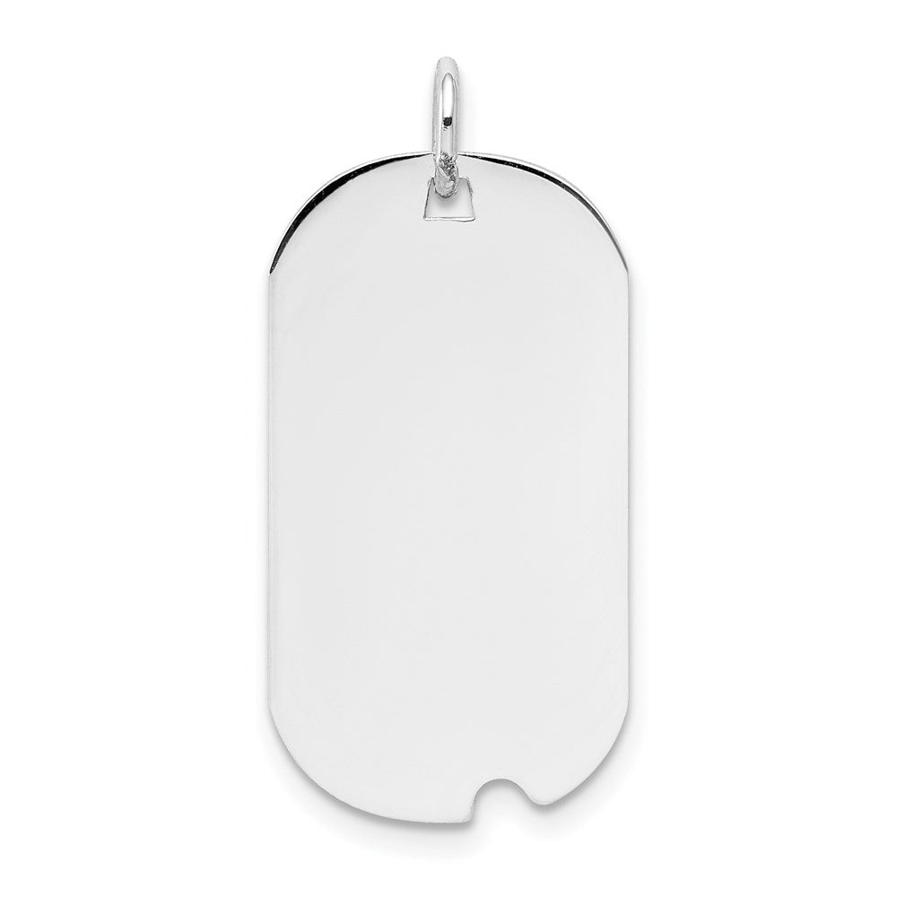 14k White Gold Plain .027 Gauge Engravable Dog Tag w/Notch Disc
