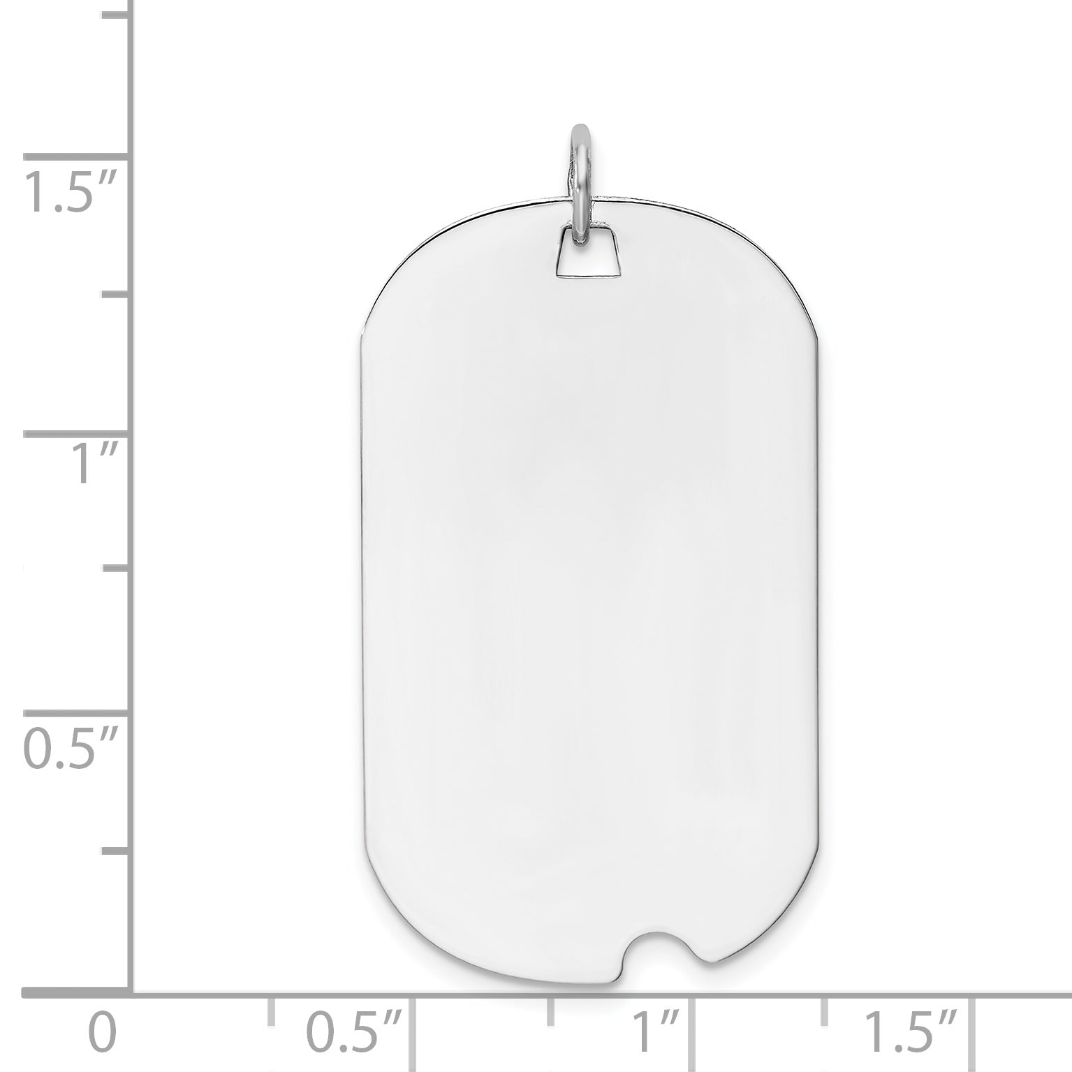 14k White Gold Plain .035 Gauge Engravable Dog Tag w/Notch Disc