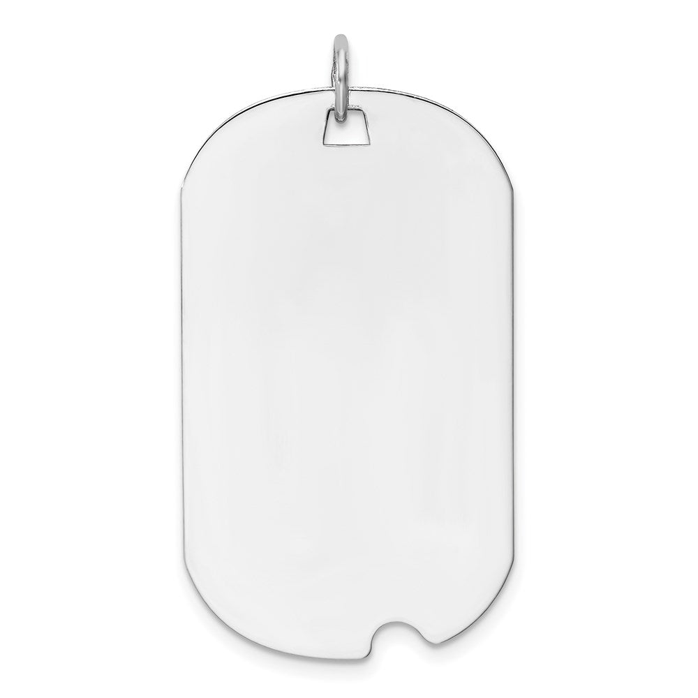 14k White Gold Plain .018 Gauge Engravable Dog Tag w/Notch Disc