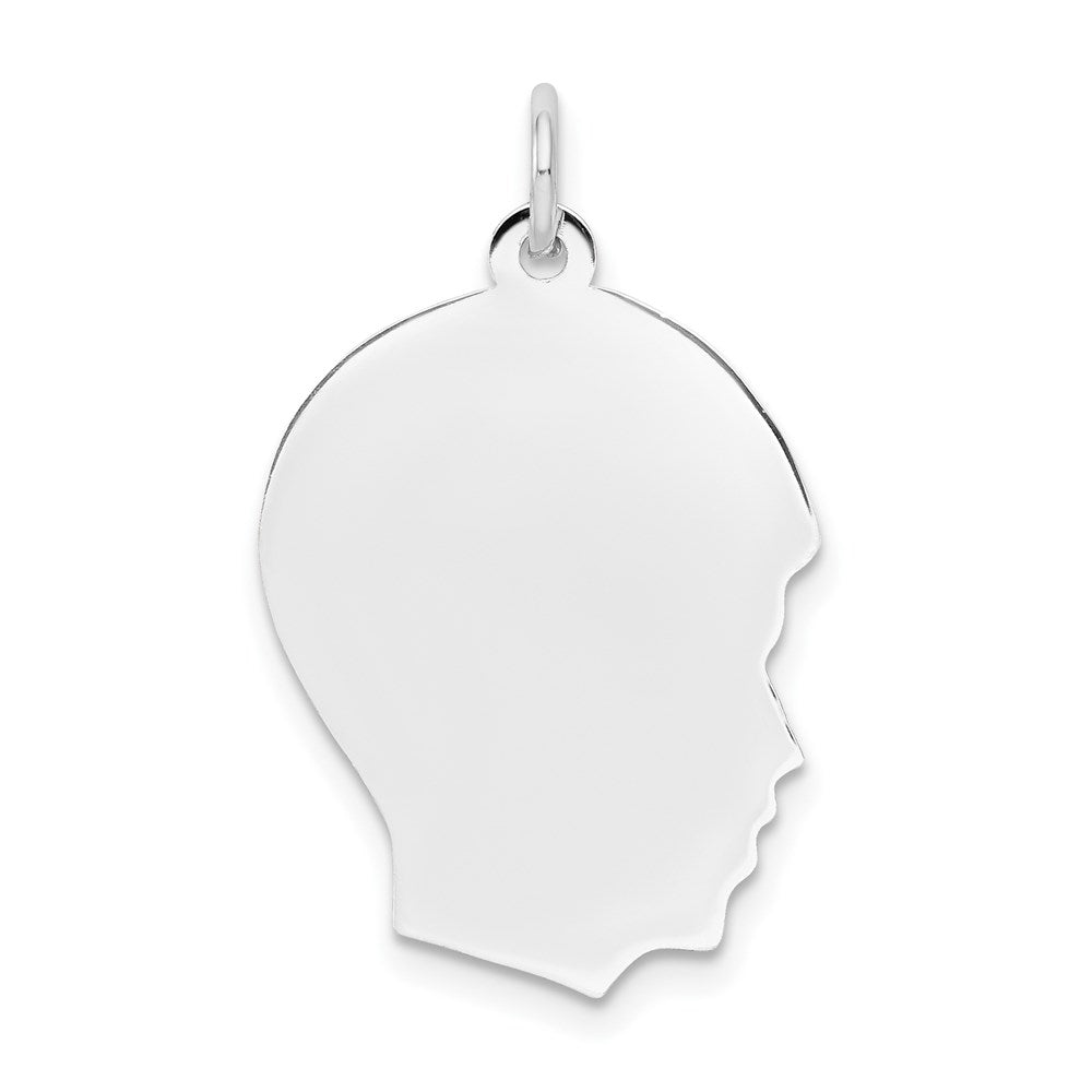 14k White Plain Medium.035 Depth Facing Right Engravable Boy Charm