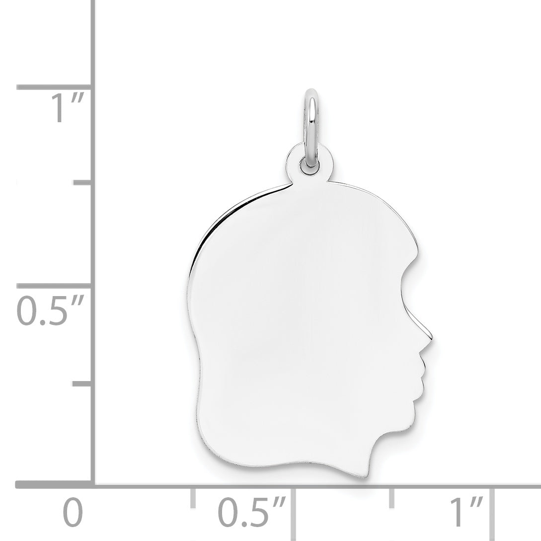 14k White Plain Medium.035 Depth Facing Right Engravable Girl Charm