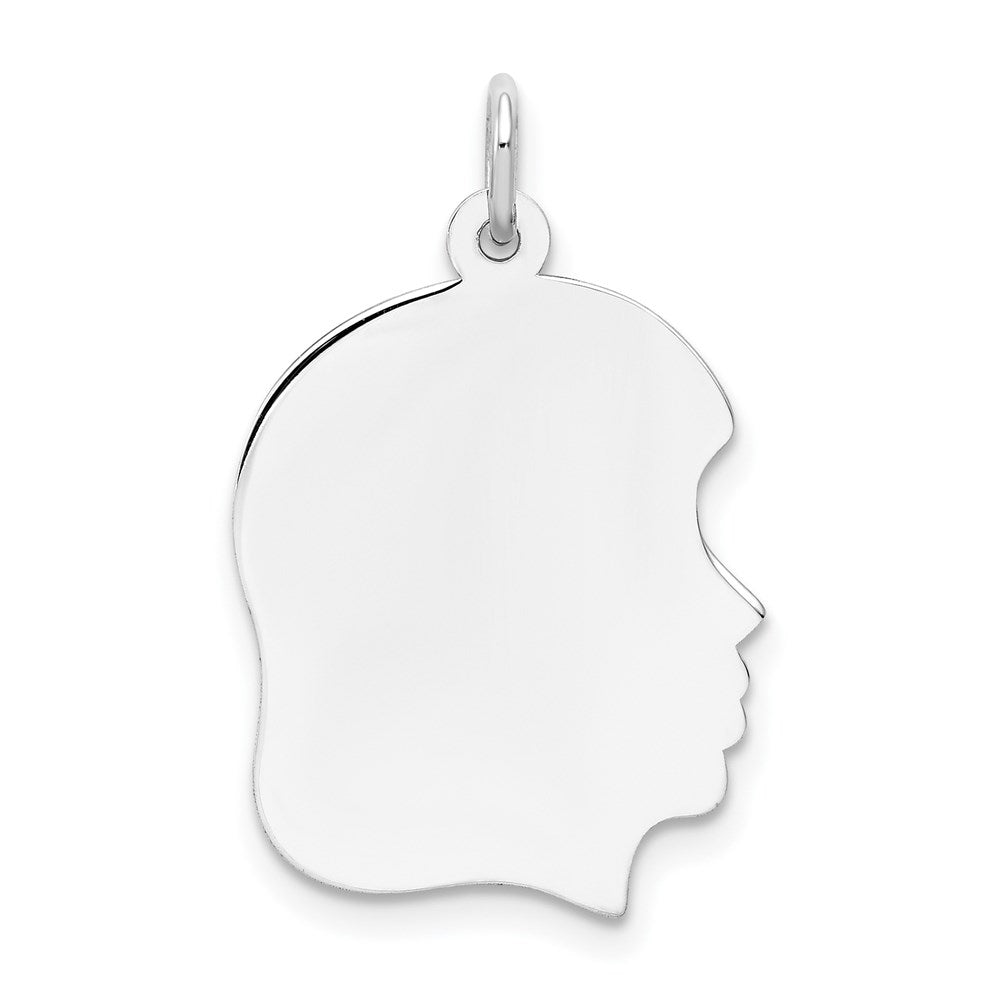 14k White Plain Medium.011 Depth Facing Right Engravable Girl Charm