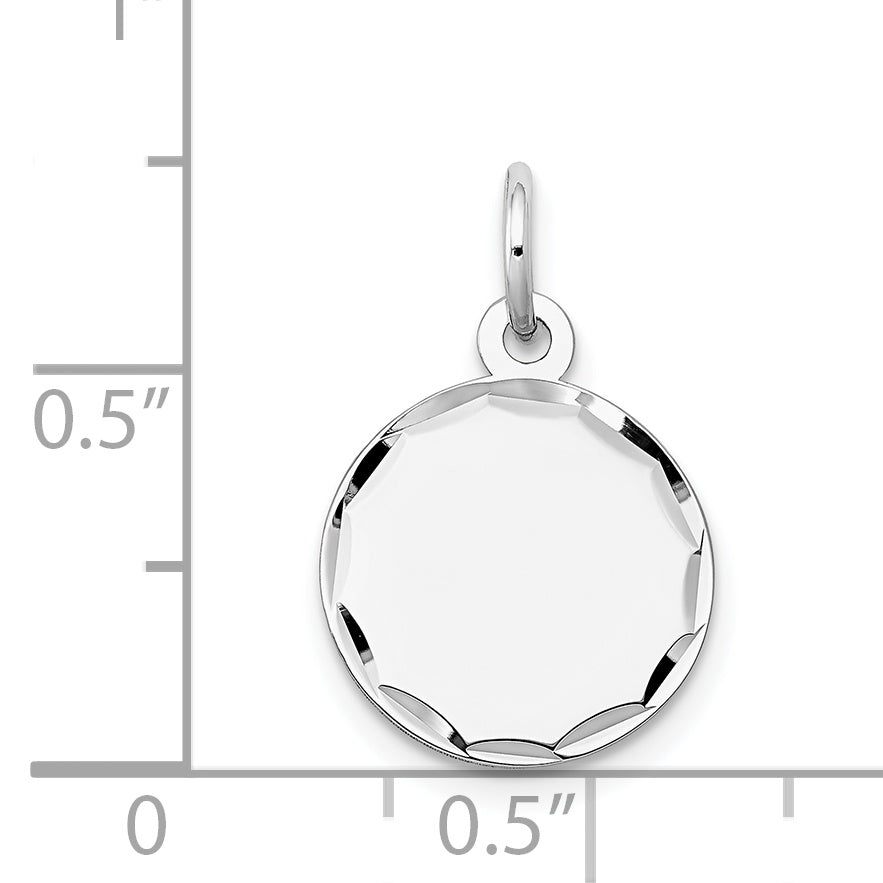 14k White Gold Etched .009 Gauge Engraveable Round Disc Charm