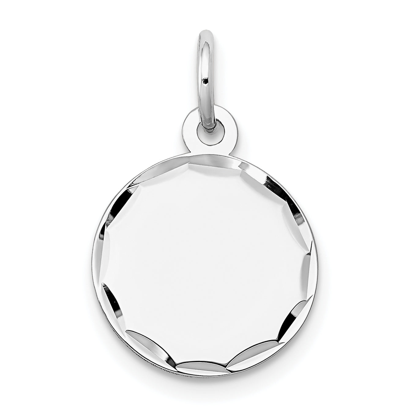 14k White Gold Etched .018 Gauge Engraveable Round Disc Charm