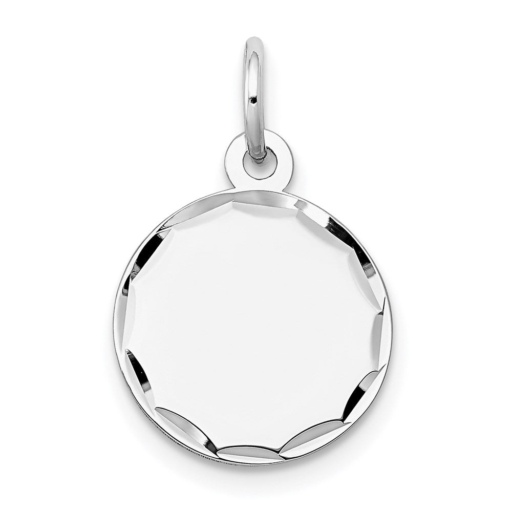 14k White Gold Etched .013 Gauge Engraveable Round Disc Charm