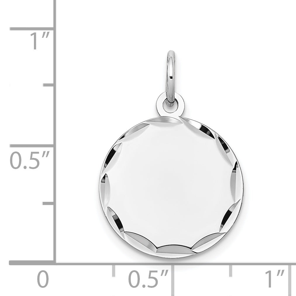 14k White Gold Etched .009 Gauge Engraveable Round Disc Charm