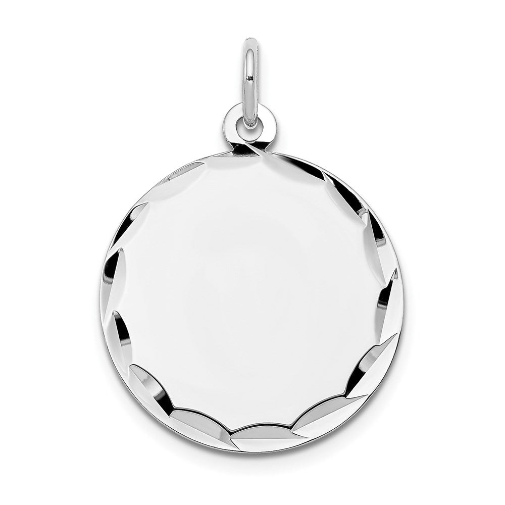14k White Gold Etched .018 Gauge Engraveable Round Disc Charm