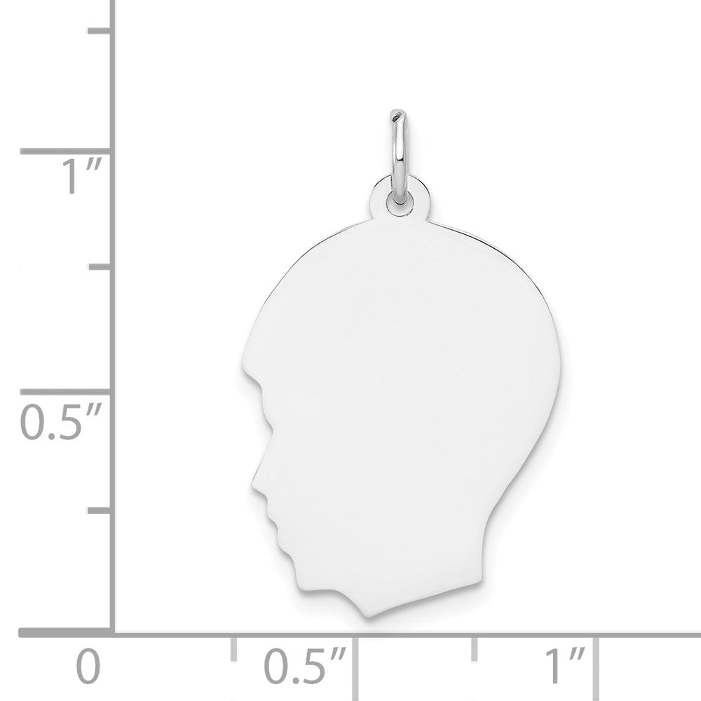 14k White Plain Medium.011 Depth Facing Left Engravable Boy Charm