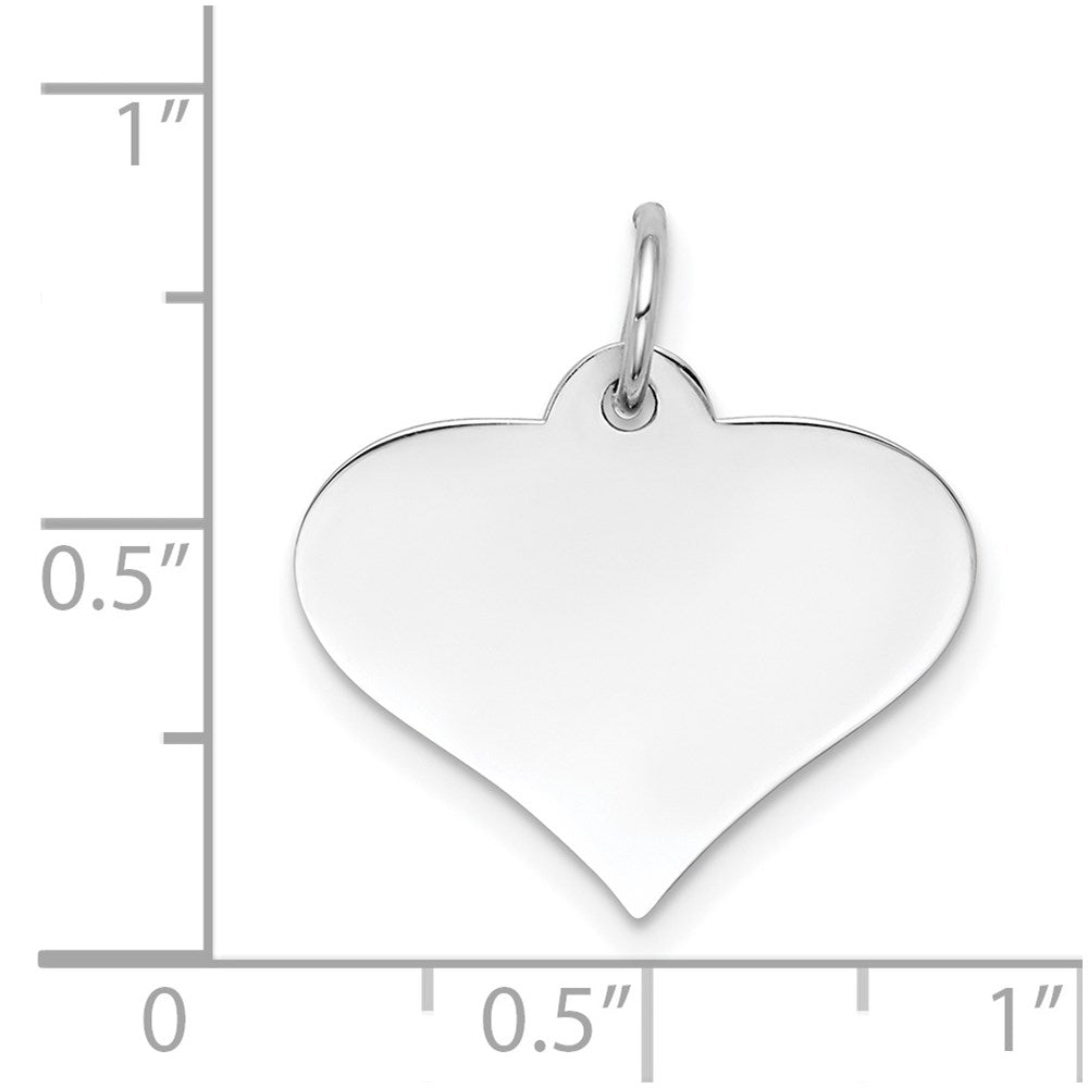 14k White Gold Plain .011 Gauge Engraveable Heart Disc Charm