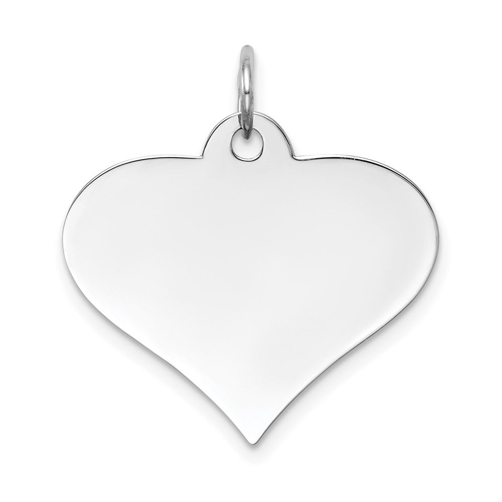 14k White Gold Plain .018 Gauge Engraveable Heart Disc Charm