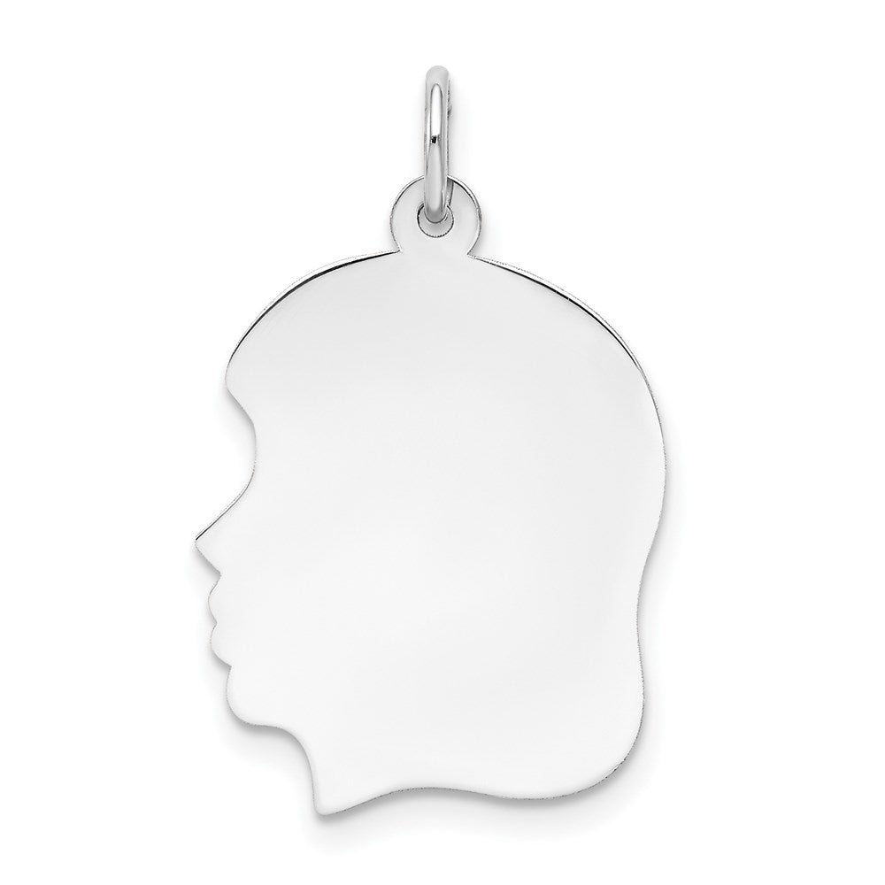 14k White Plain Medium.027 Depth Facing Left Engravable Girl Charm