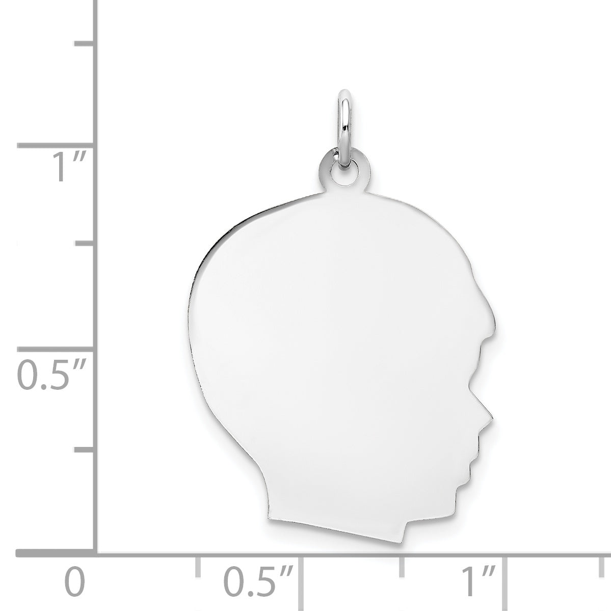 14k White Plain Large.011 Depth Facing Right Engravable Boy Charm