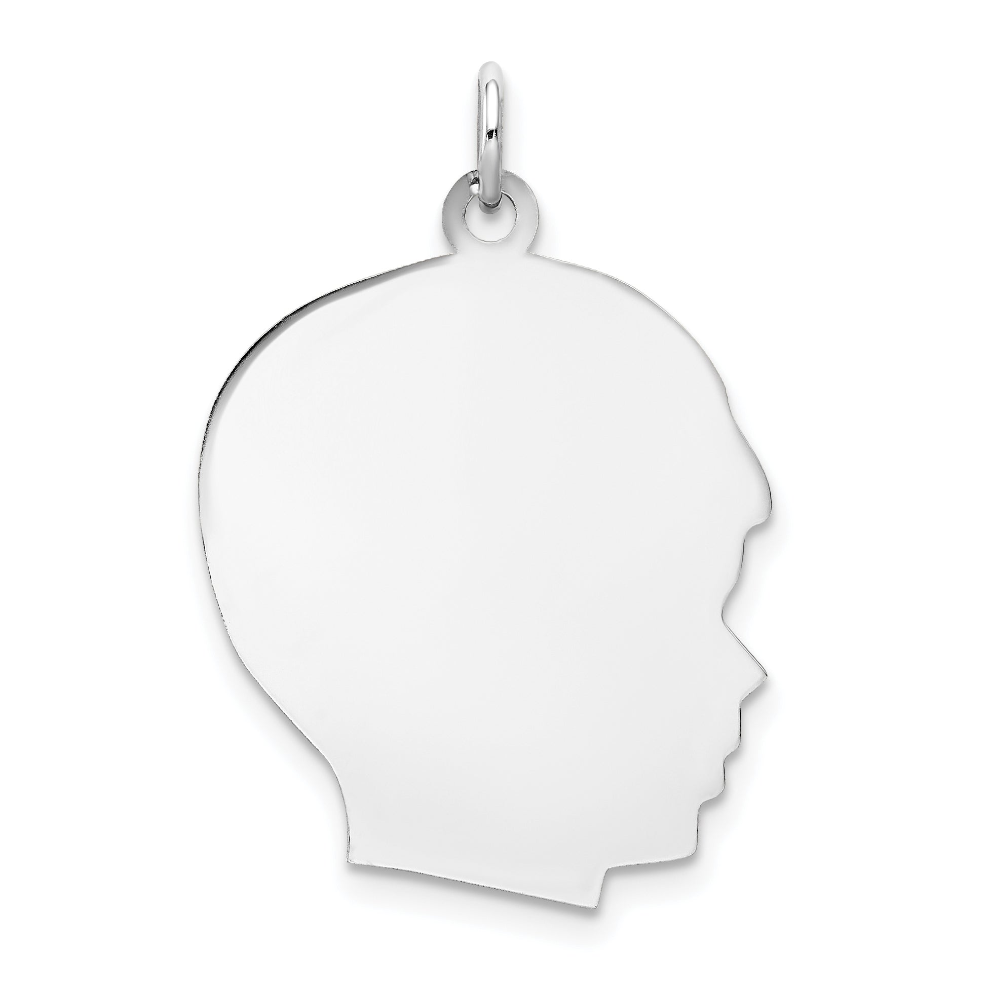 14k White Plain Large.011 Depth Facing Right Engravable Boy Charm