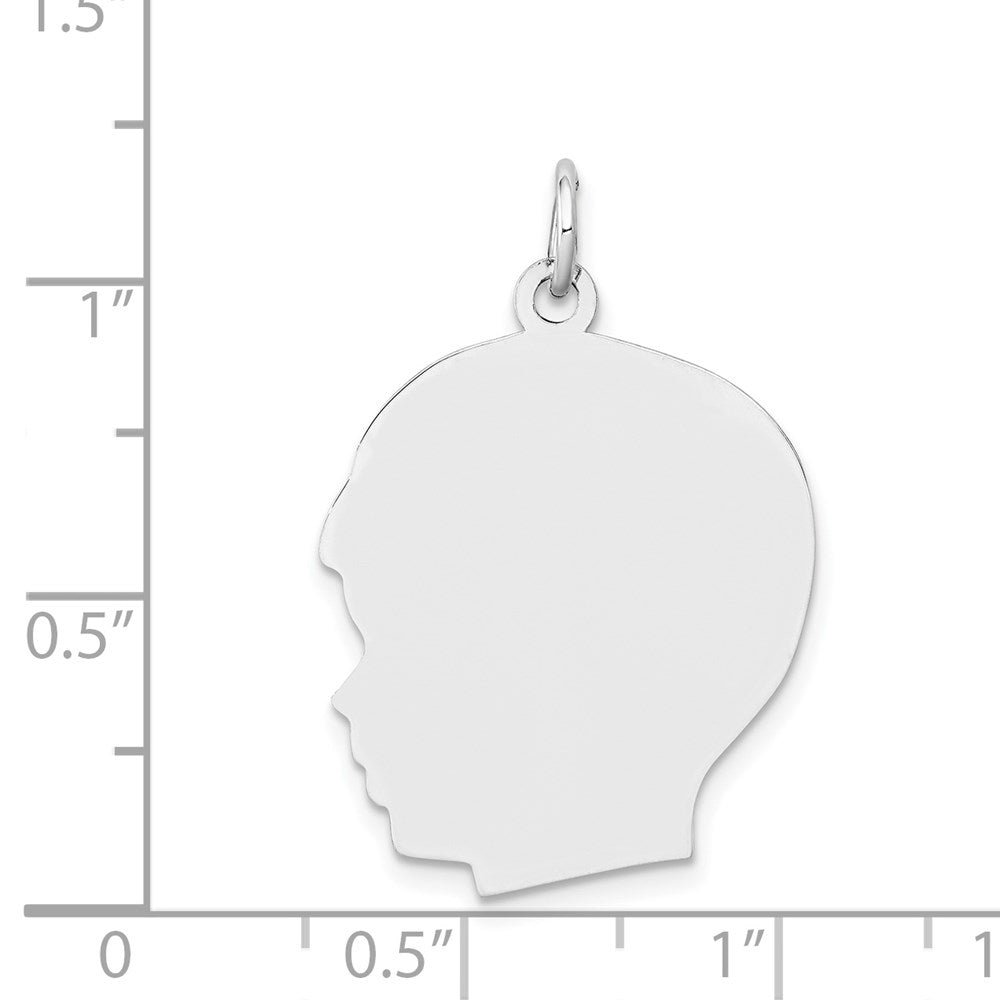 14k White Plain Large.011 Depth Facing Left Engravable Boy Charm