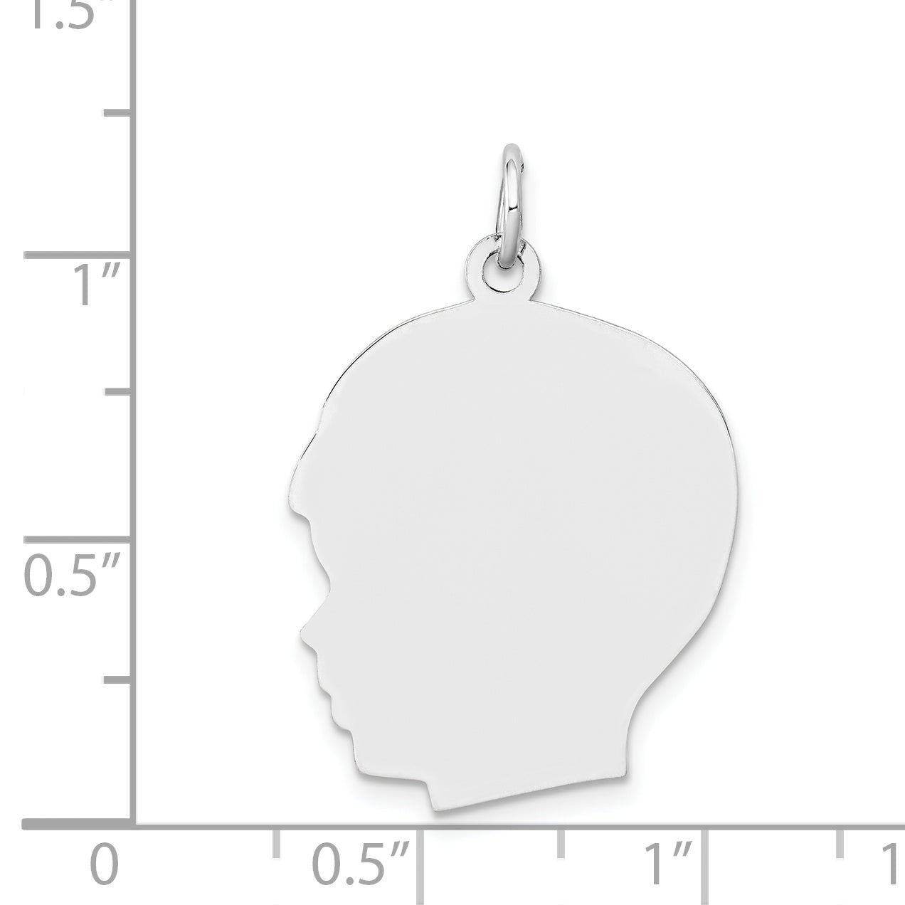 14k White Plain Large.018 Depth Facing Left Engravable Boy Charm