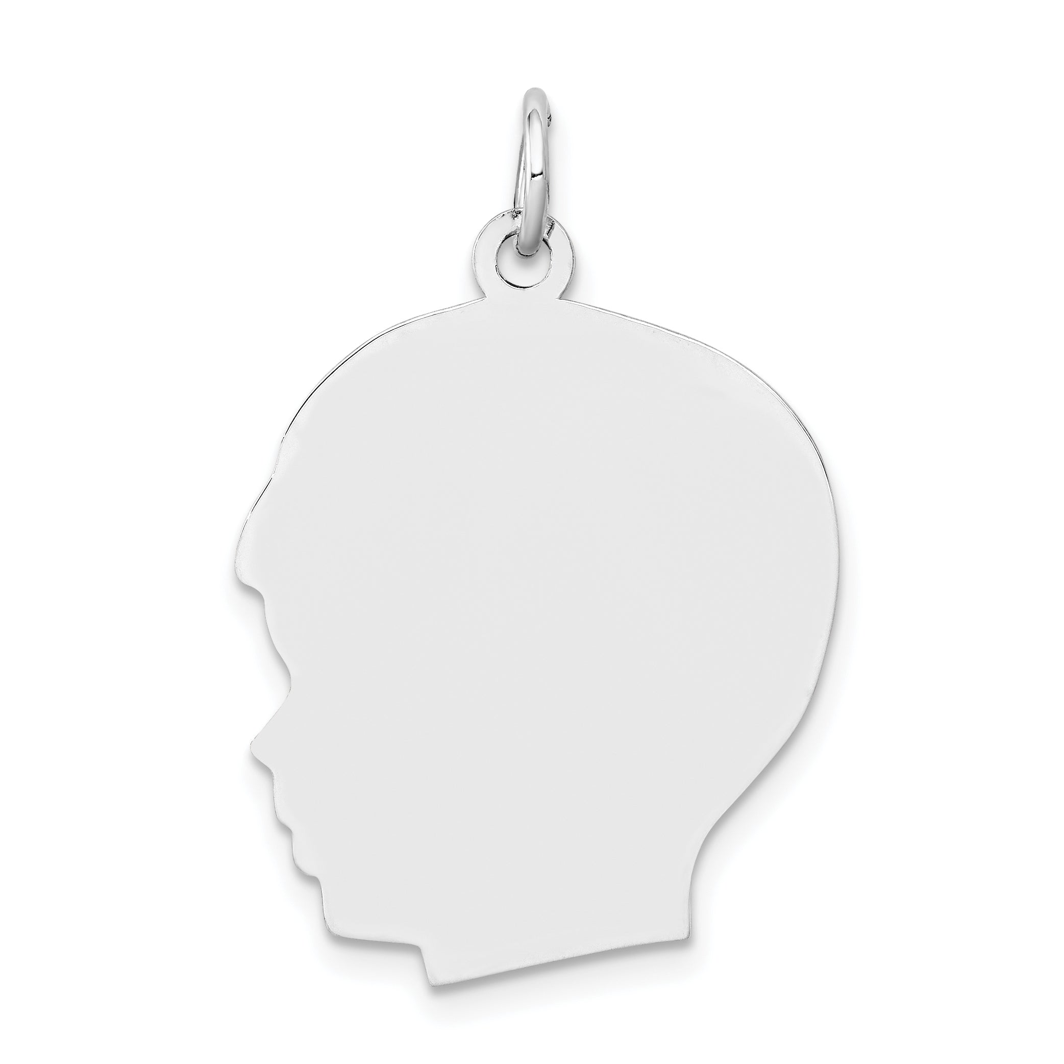 14k White Plain Large.018 Depth Facing Left Engravable Boy Charm