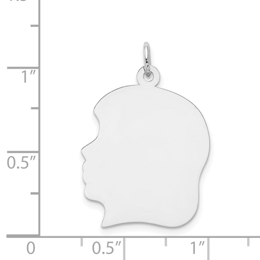 14k White Plain Large.011 Depth Facing Left Engravable Girl Charm