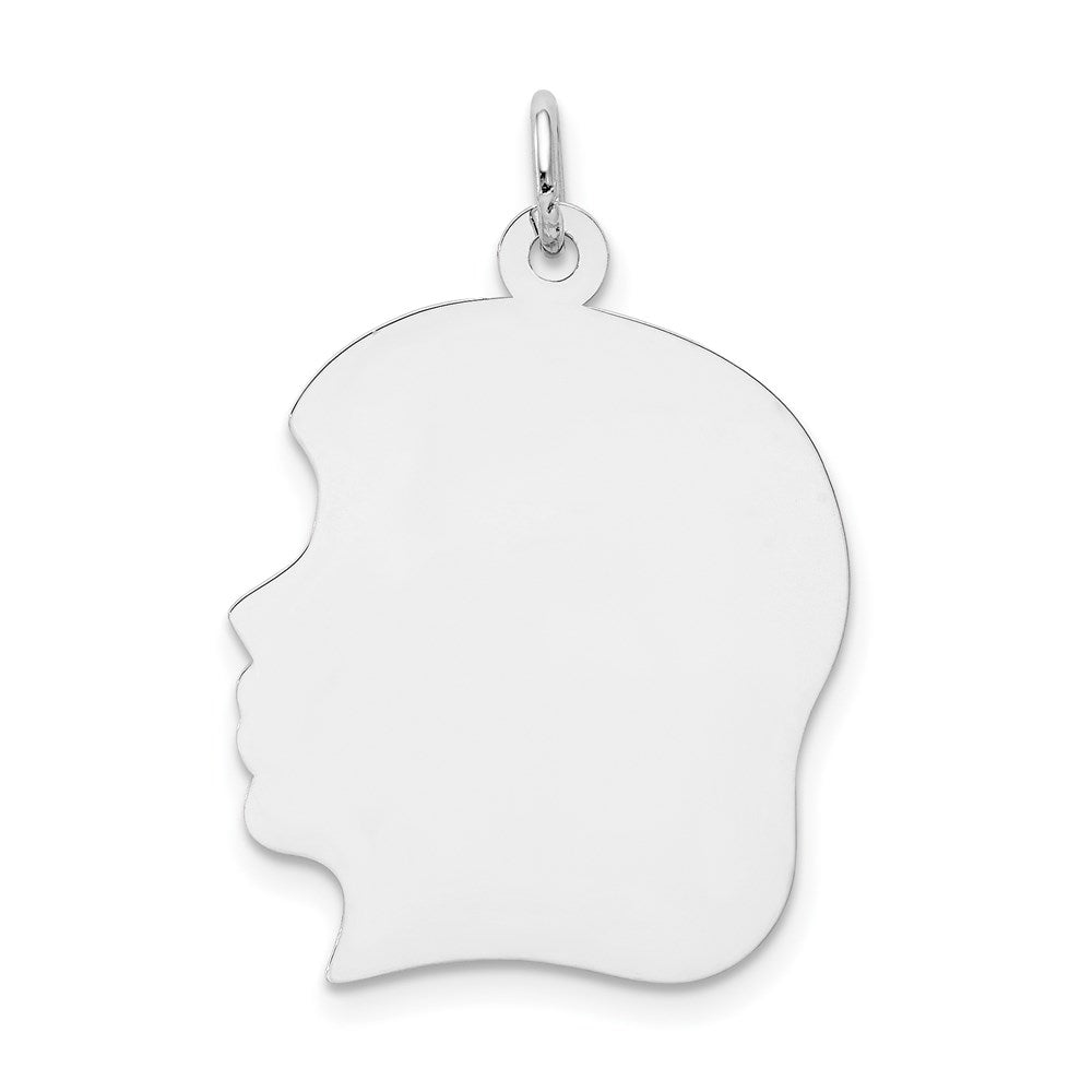 14k White Plain Large.011 Depth Facing Left Engravable Girl Charm