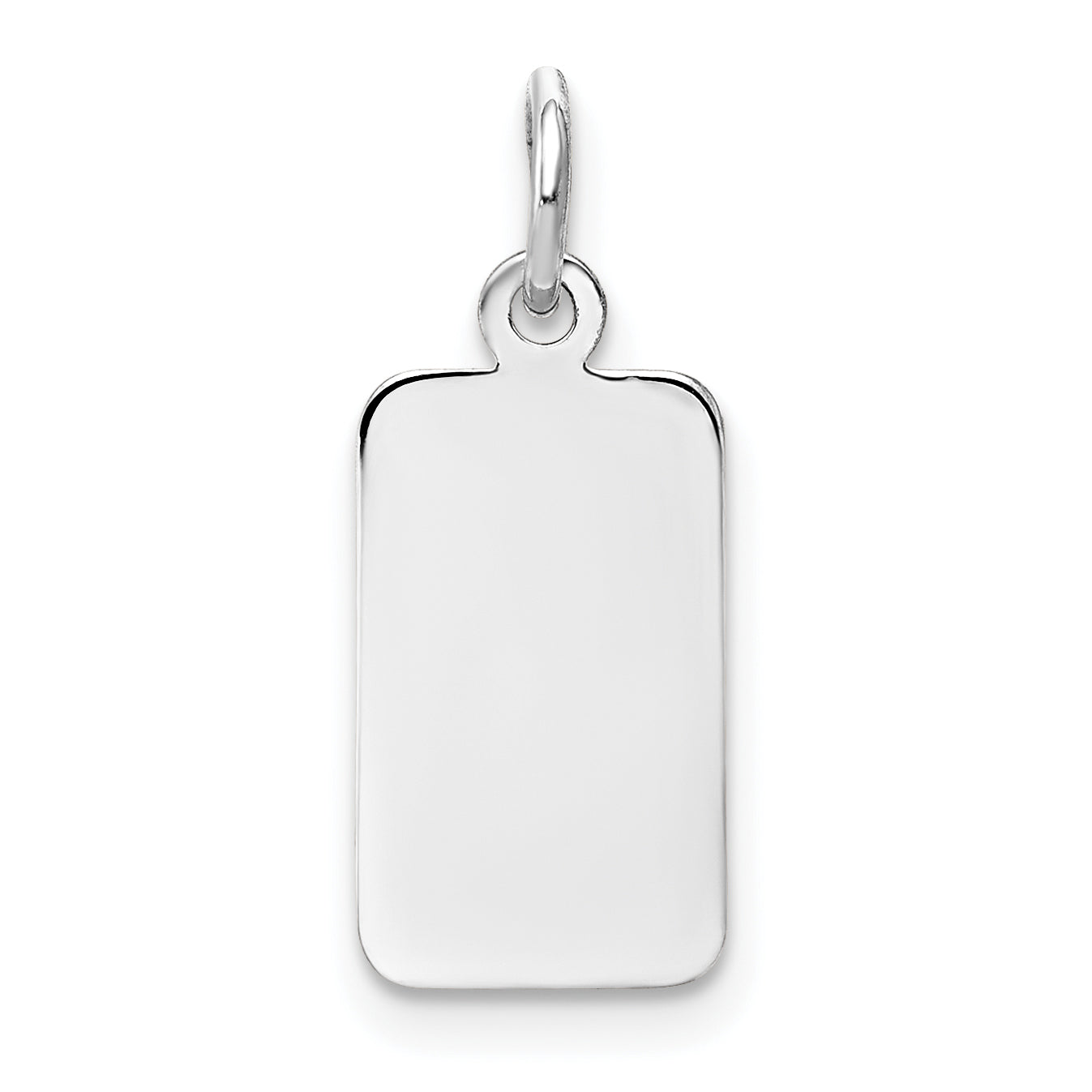 14k White Gold Plain .013 Gauge Rectangular Engravable Charm