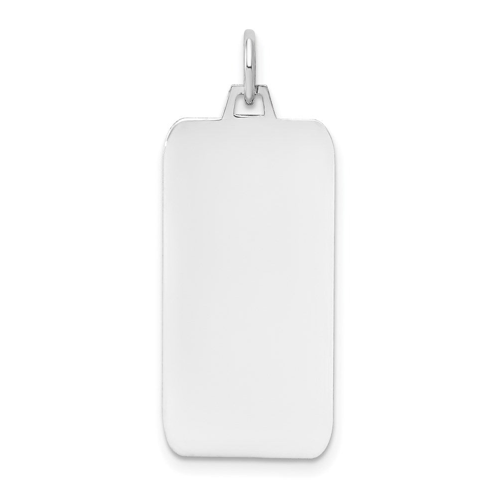 14k White Gold Plain .027 Gauge Rectangular Engravable Dog Tag