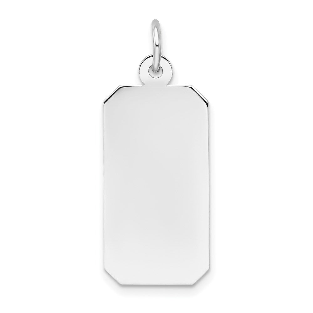 14k White Gold Plain .027 Gauge Rectangular Engravable Charm