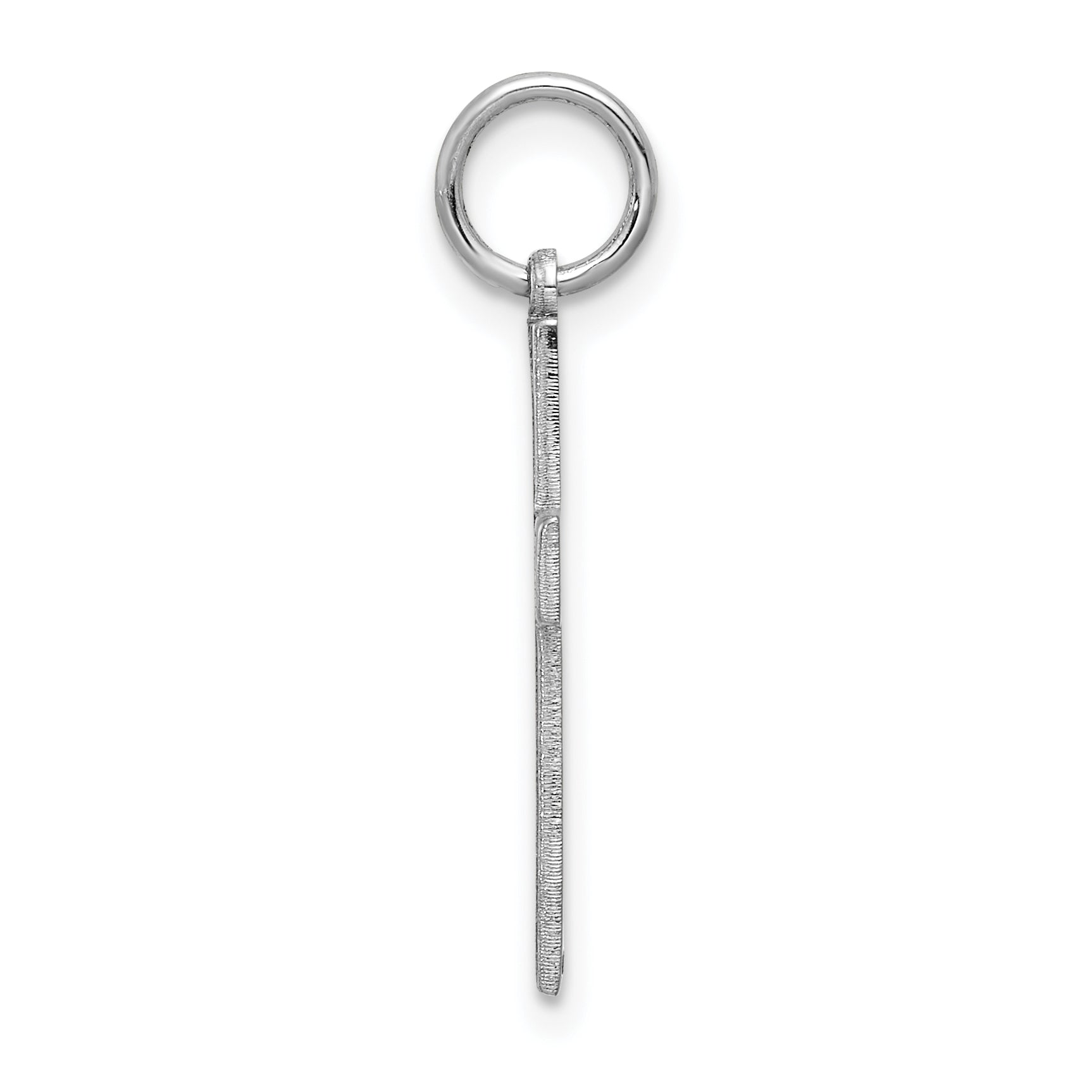 14k White Gold Solid Laser Etched Cross Pendant