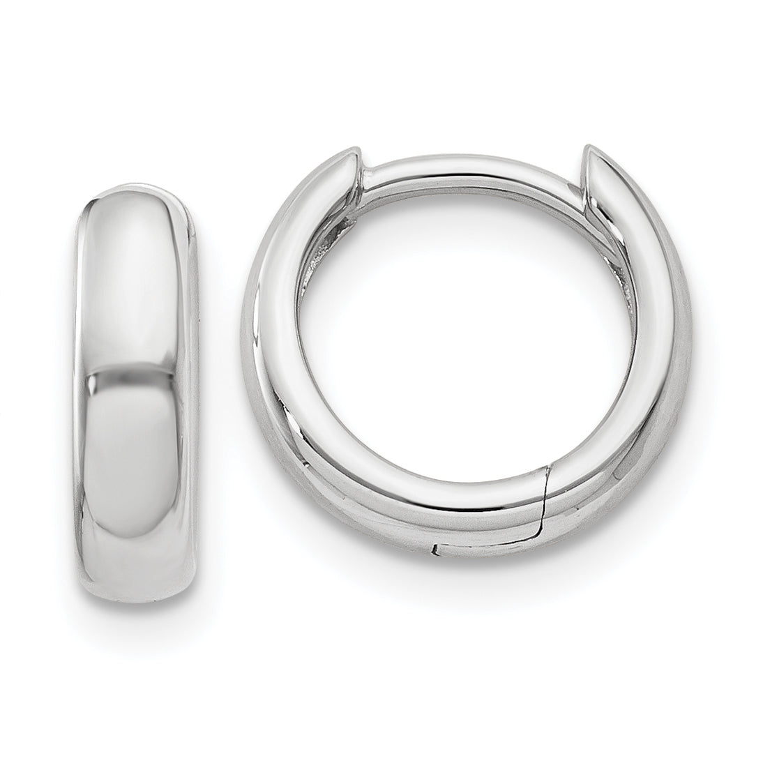 14k White Gold Round Hinged Hoop Earrings