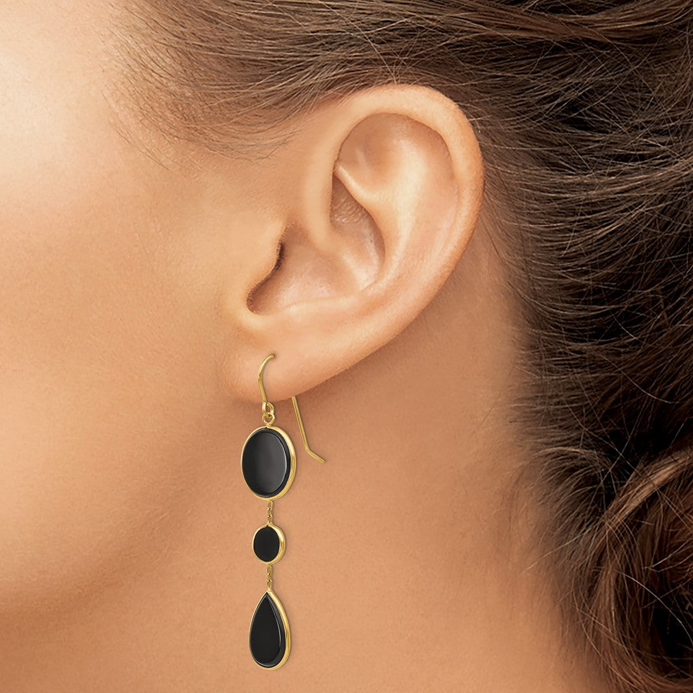 14k Onyx Geometric Dangle Earrings