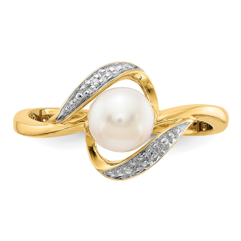 14k Diamond and FW Cultured Pearl Ring