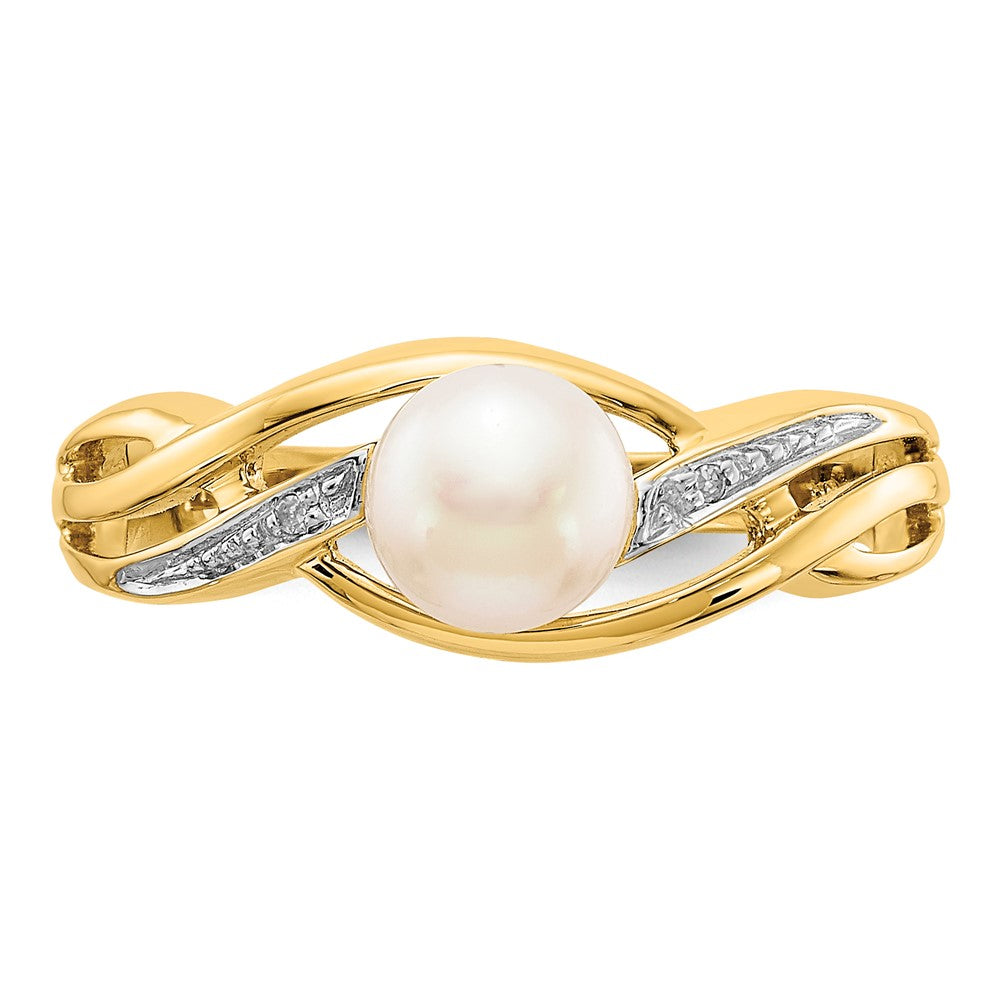 14k Diamond and FW Cultured Pearl Ring