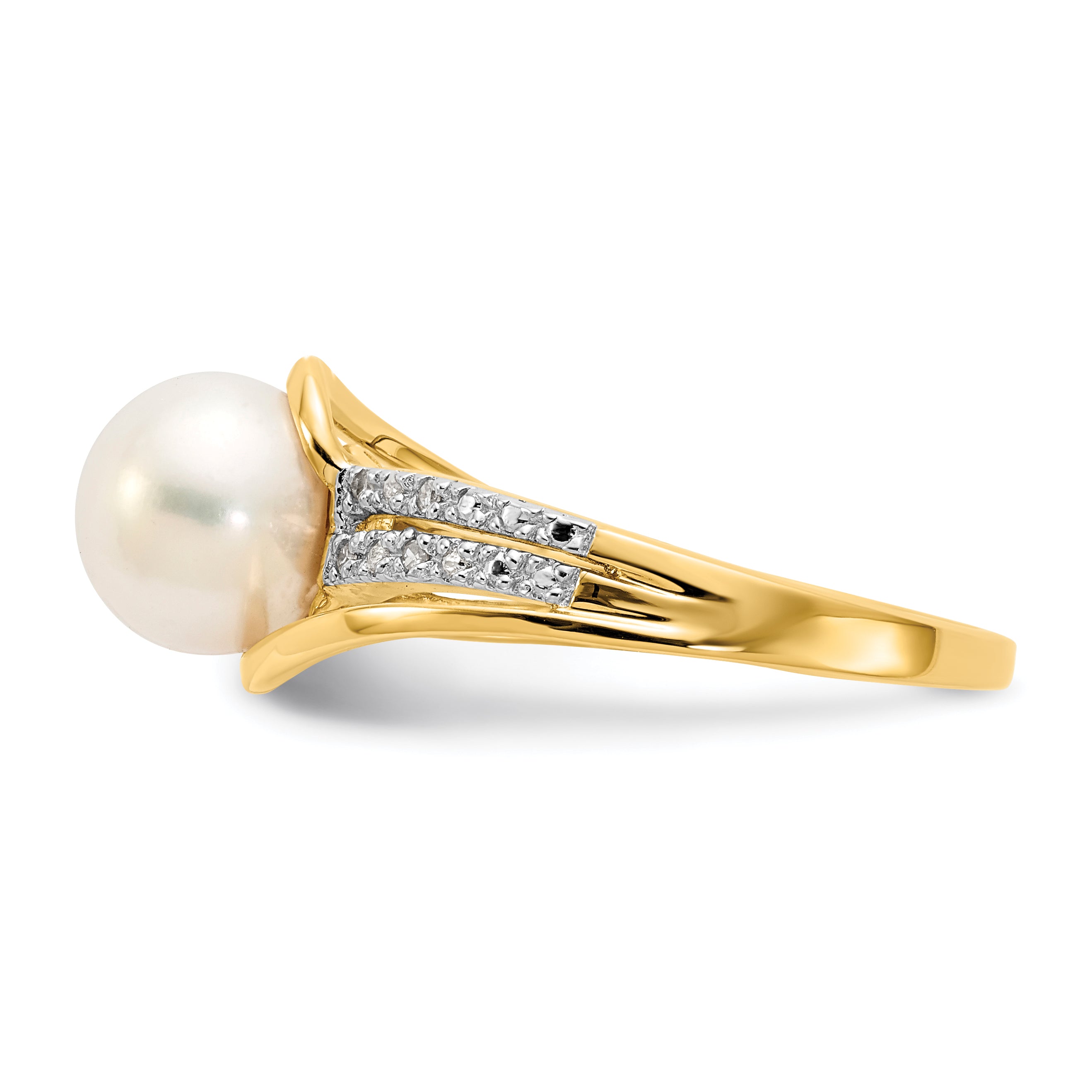 14k Diamond and FW Cultured Pearl Ring