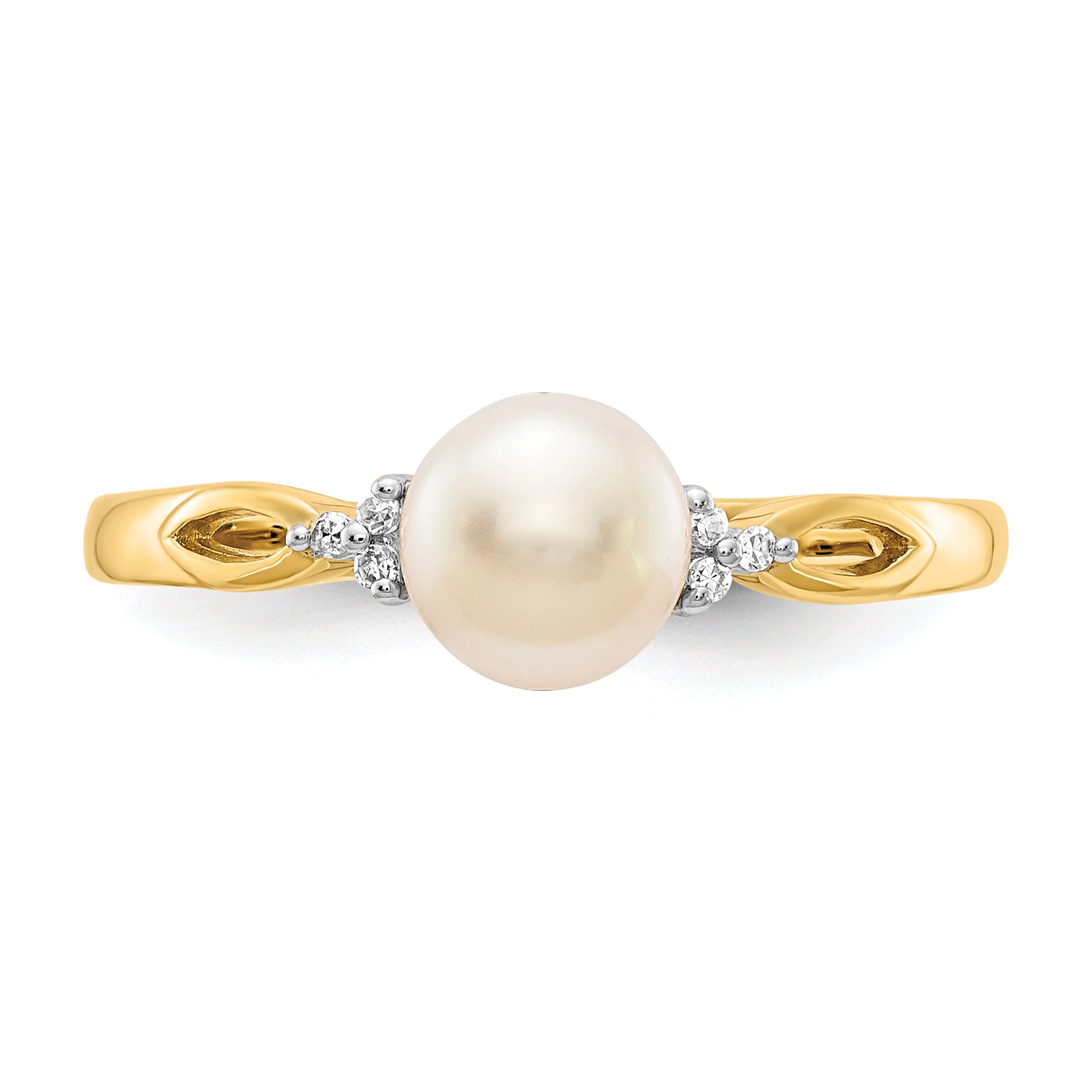 14k FW Cultured Pearl and Diamond Ring