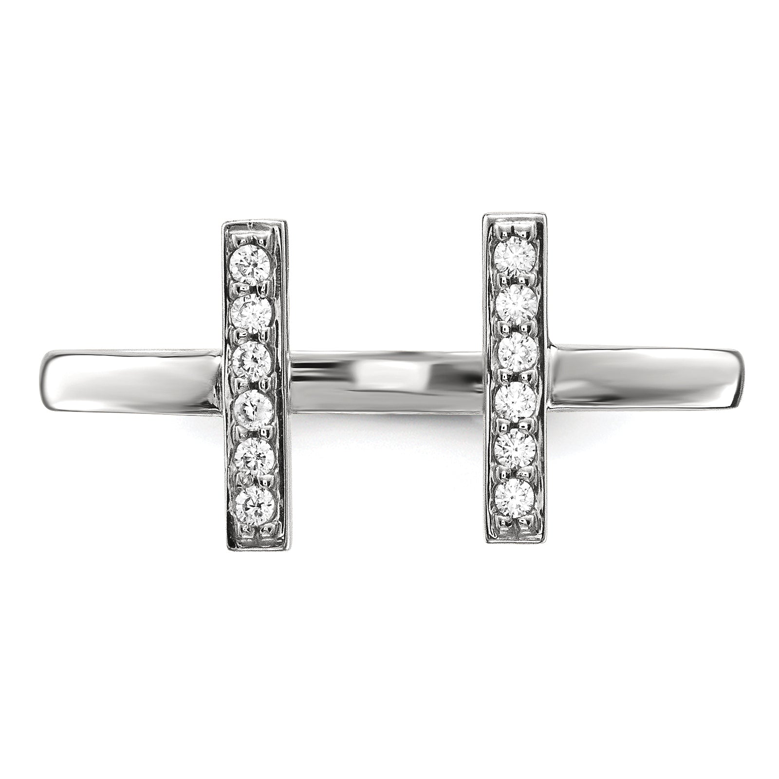 14kw Diamond Double Bar Ring