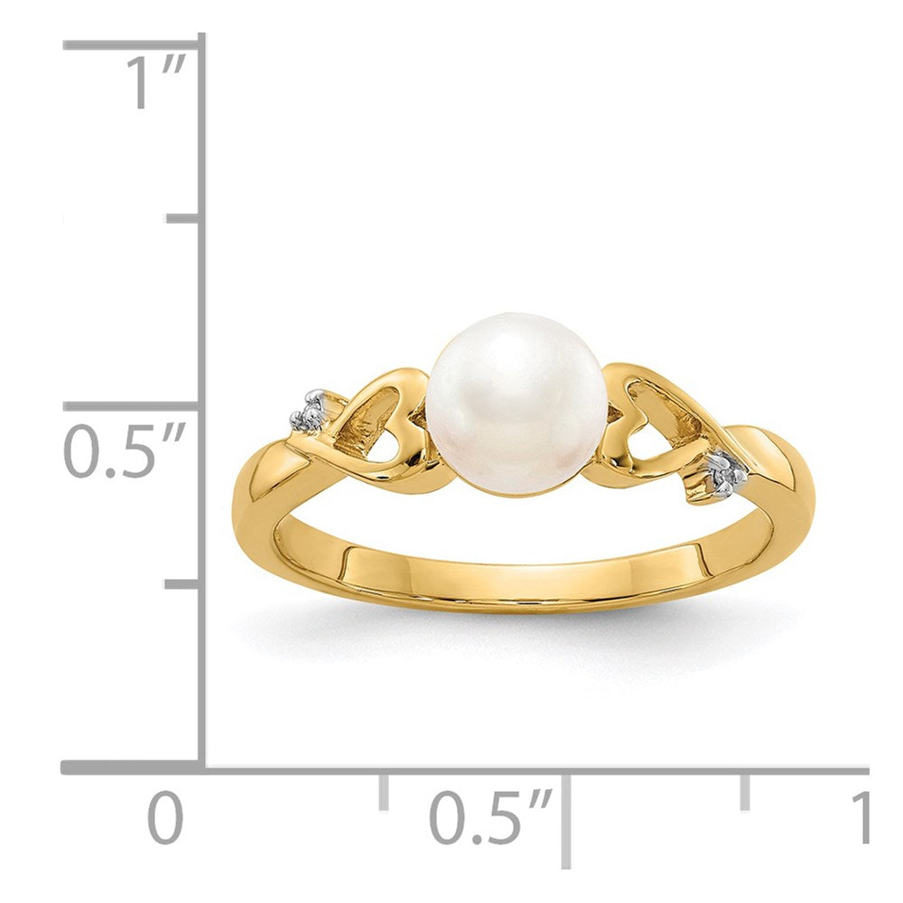 14k Diamond and Freshwater Cultured Pearl Heart Ring