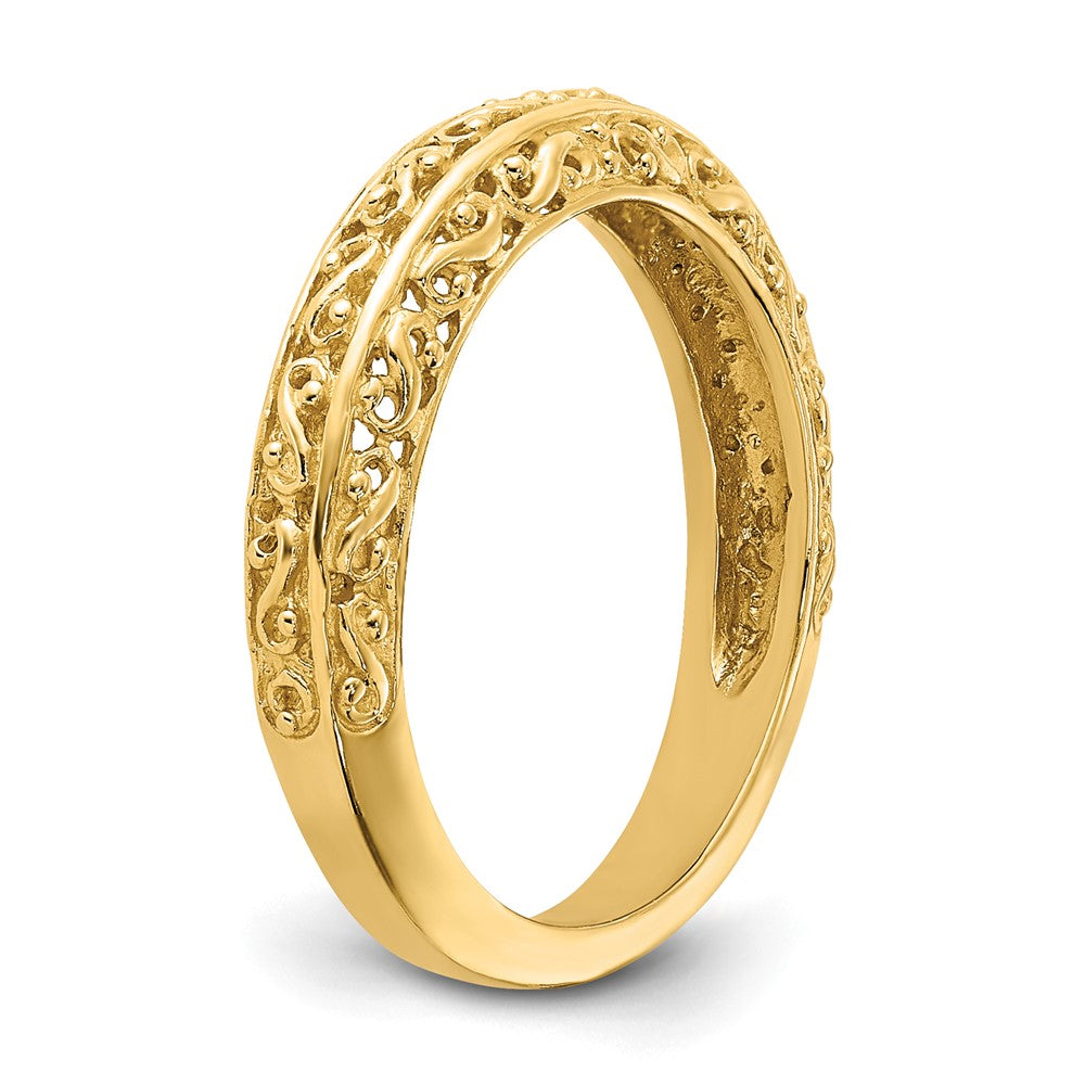 14k 3mm Filigree Wedding Band